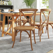HERCULES Series Stackable Pecan Wood Cross Back Chair