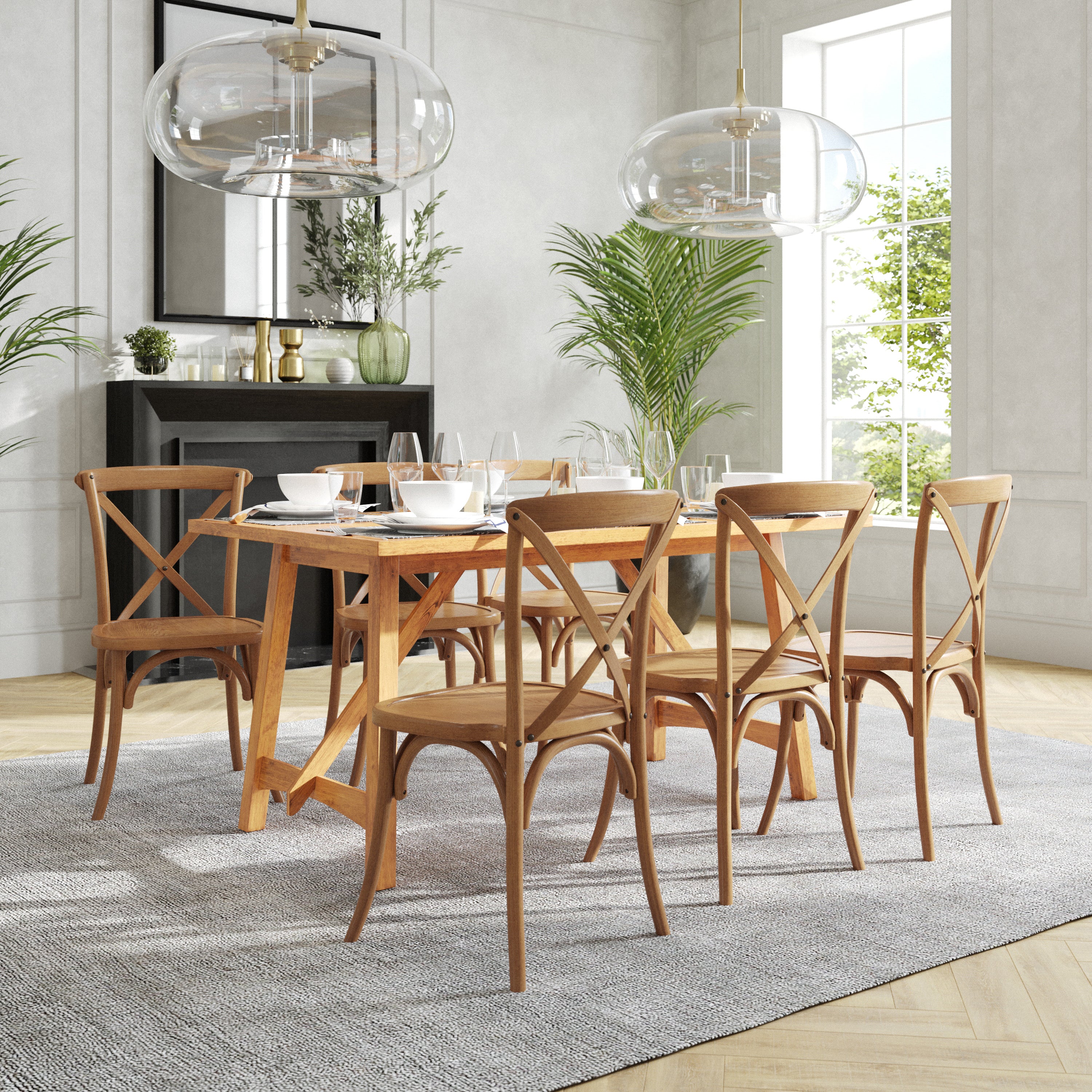 HERCULES Series Stackable Pecan Wood Cross Back Chair