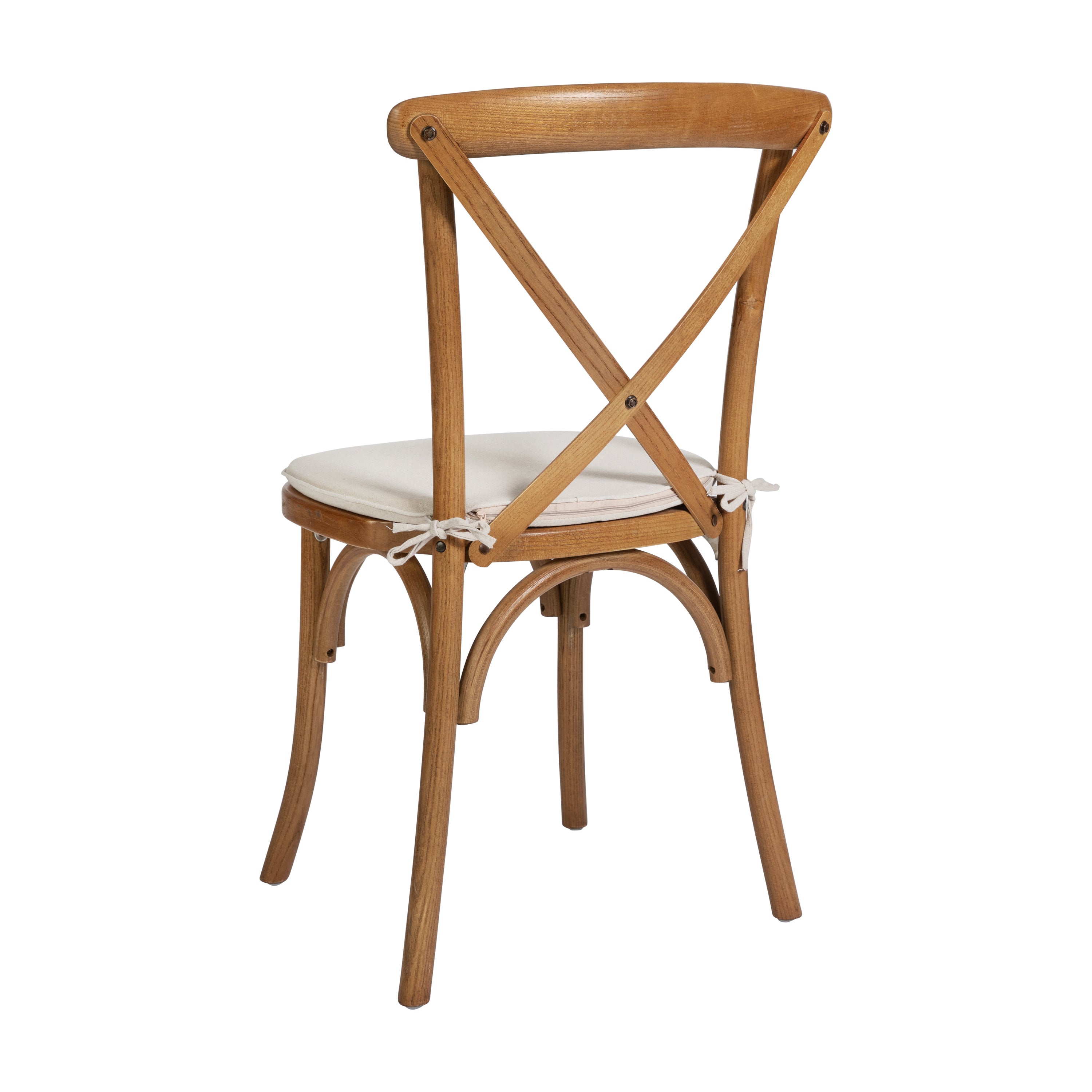 HERCULES Series Stackable Pecan Wood Cross Back Chair with Cushion