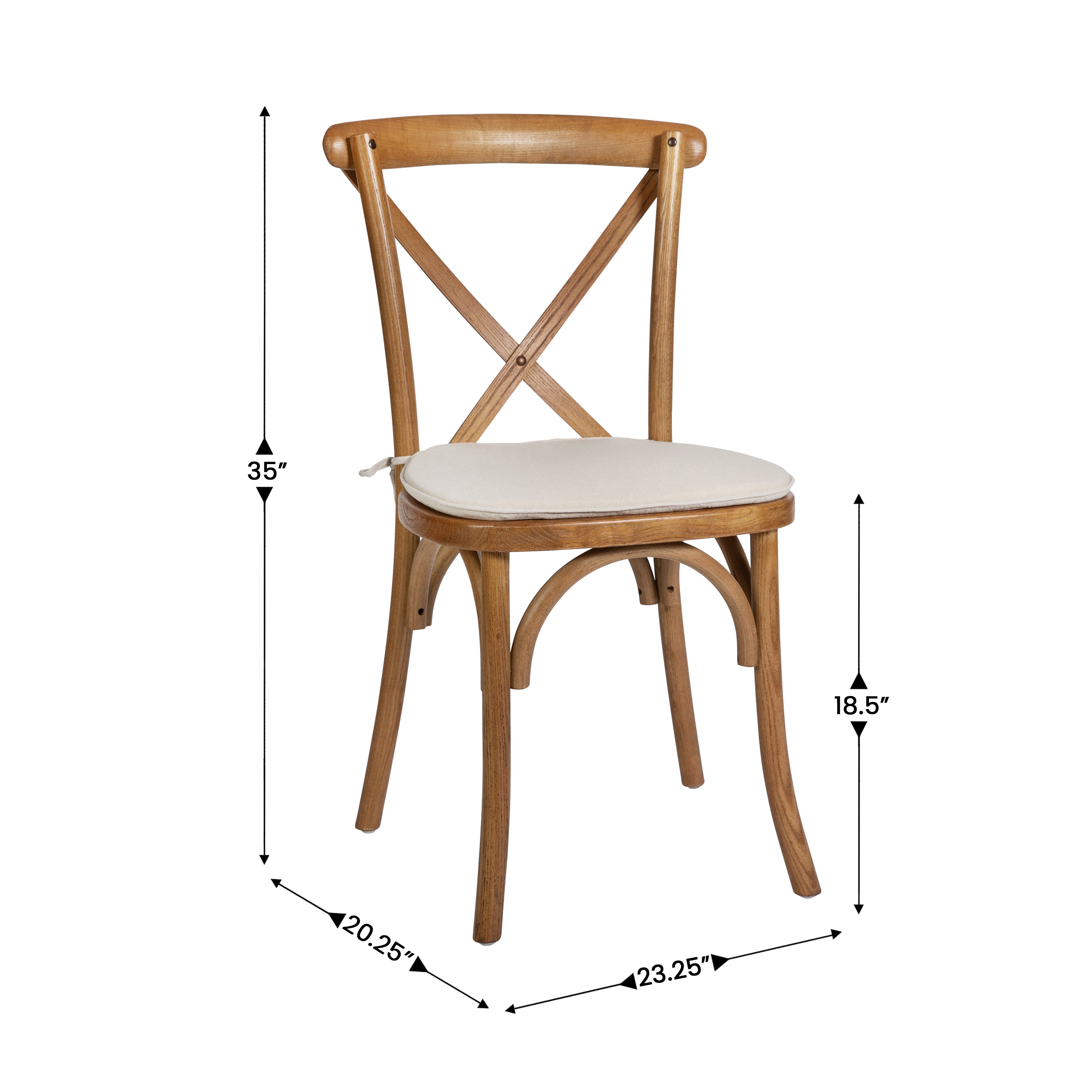 HERCULES Series Stackable Pecan Wood Cross Back Chair with Cushion