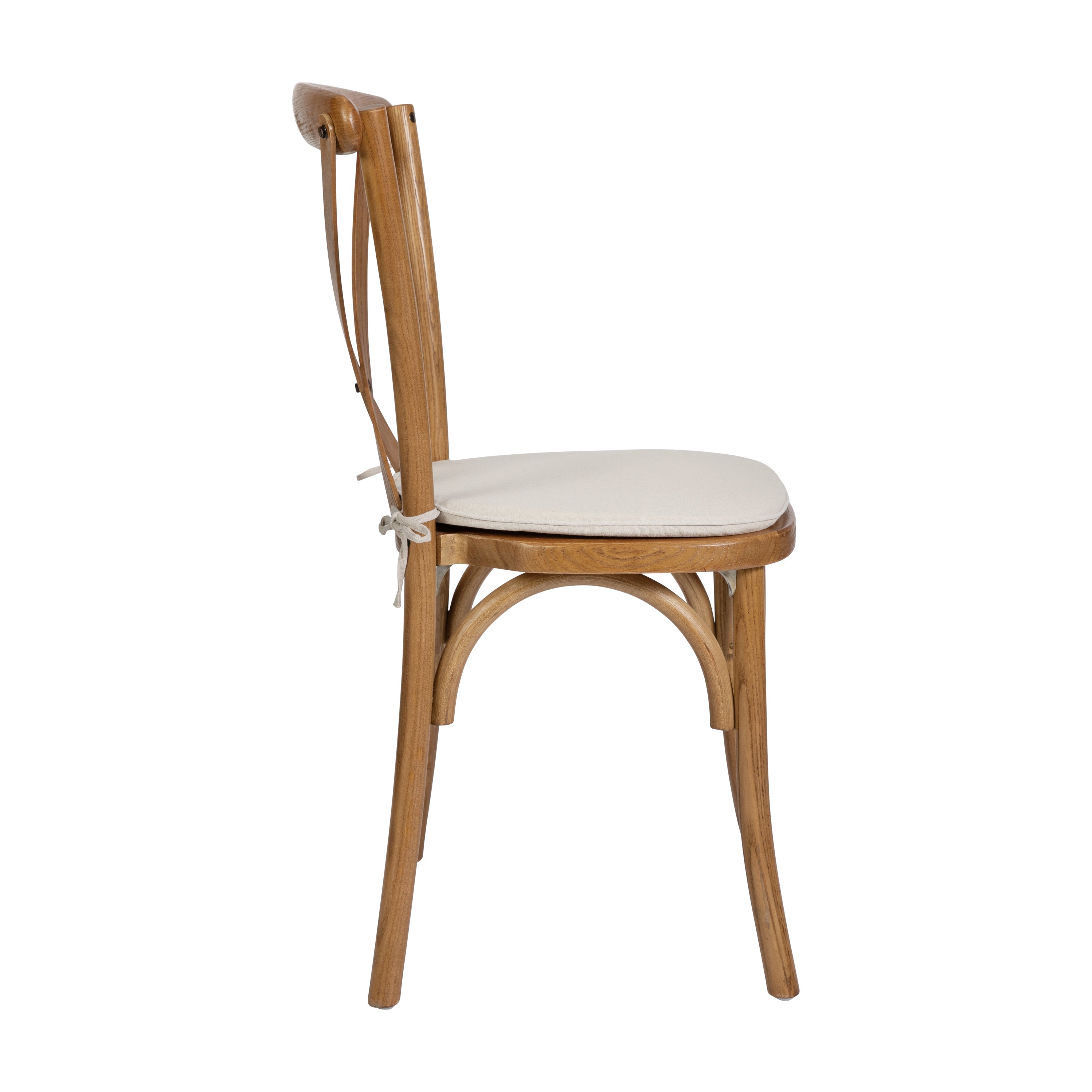 HERCULES Series Stackable Pecan Wood Cross Back Chair with Cushion