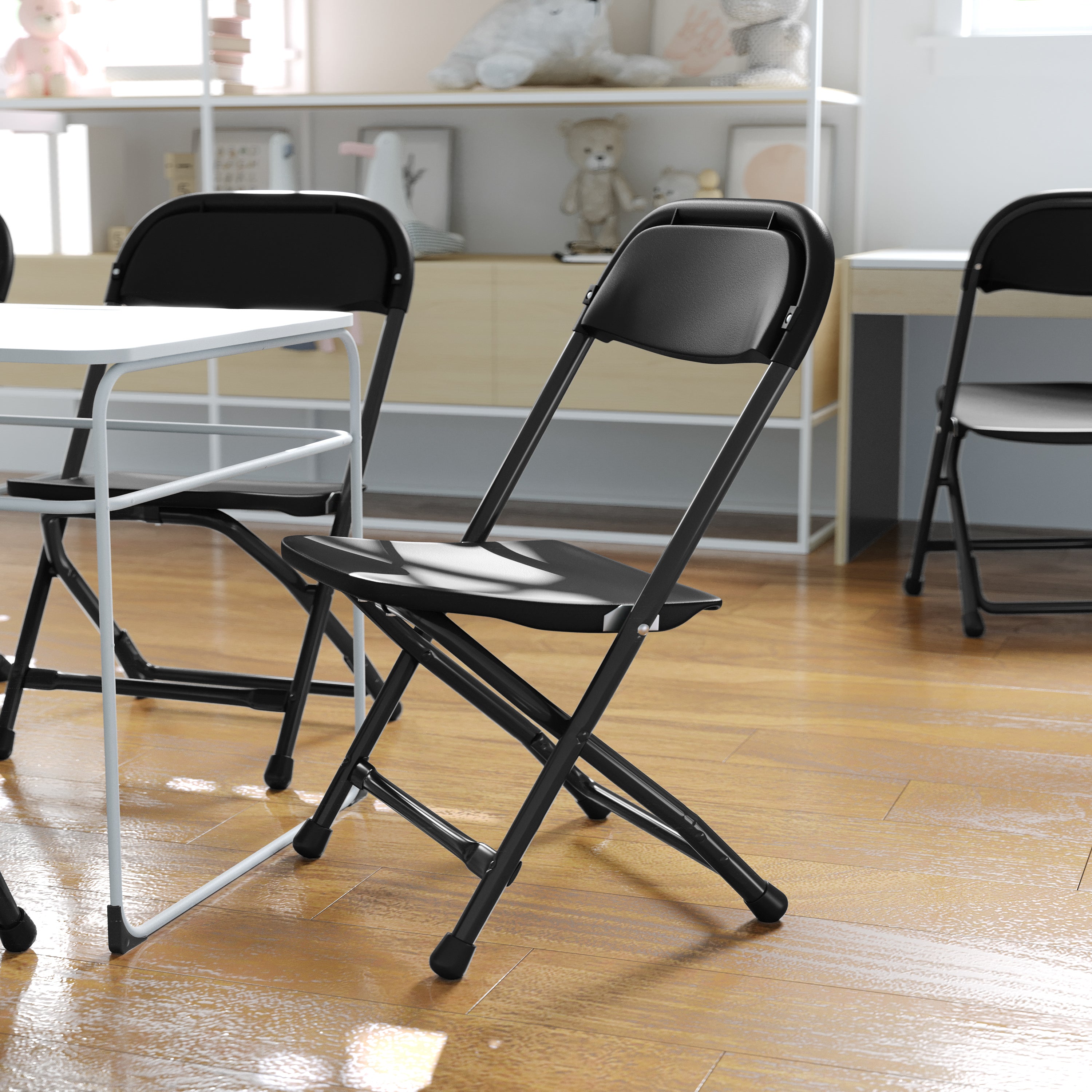 Timmy 2 Pack Kids Black Plastic Folding Chair