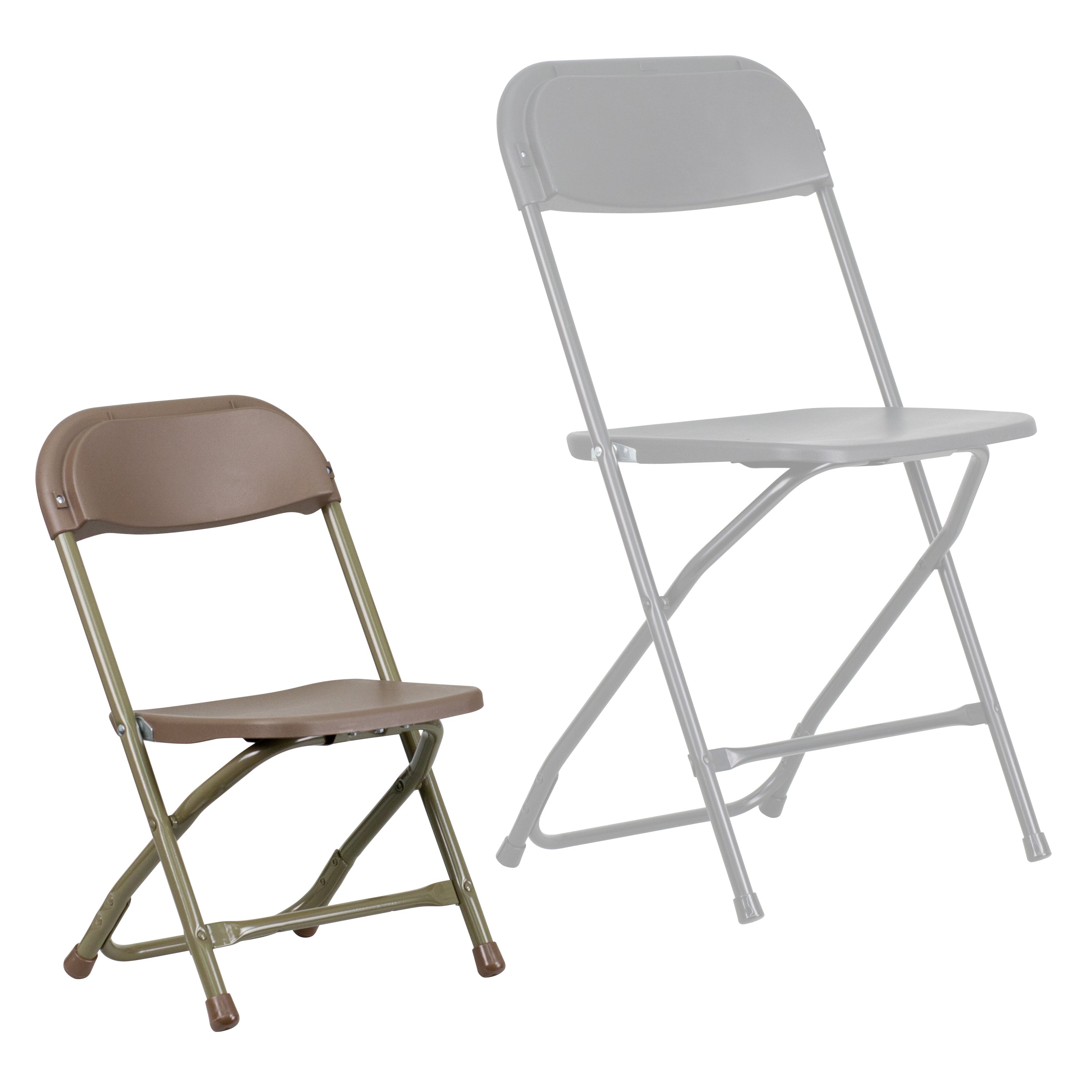 Timmy 2 Pk. Kids Brown Plastic Folding Chair
