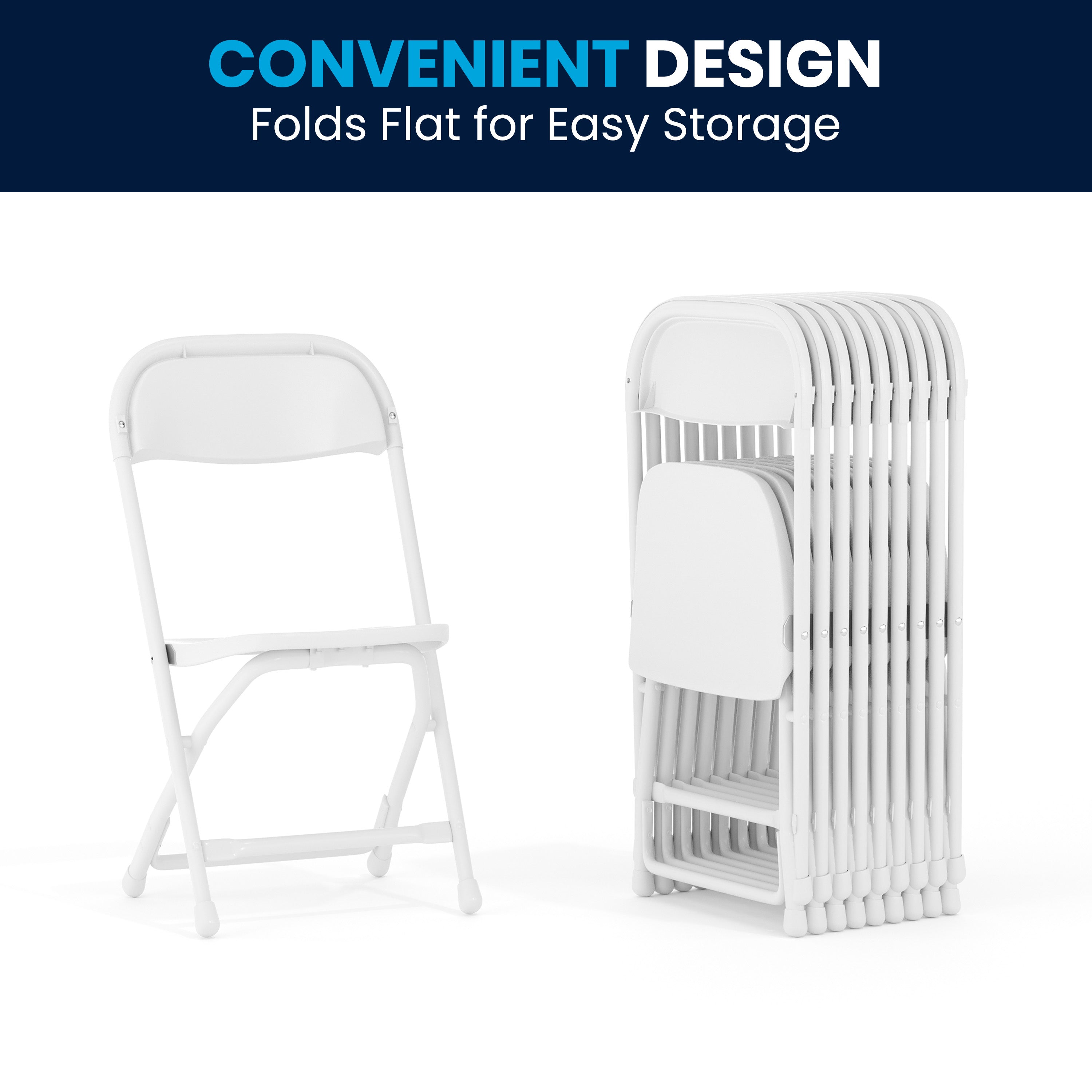 Timmy 2 Pack Kids White Plastic Folding Chair