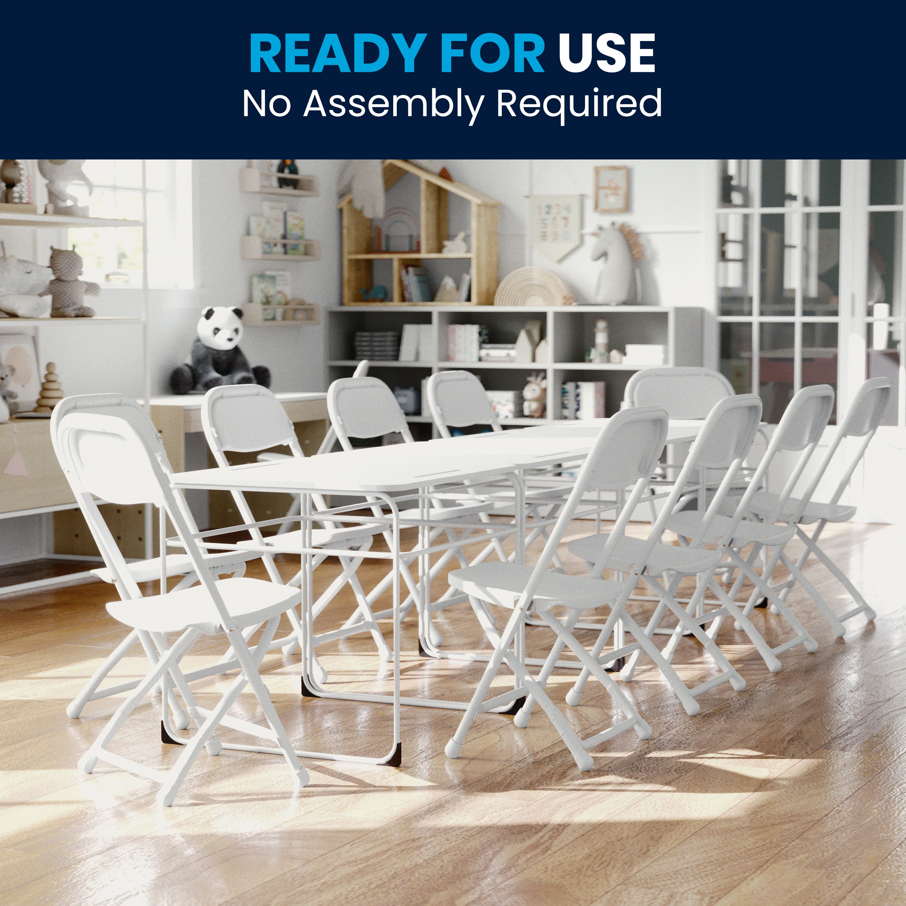 Timmy 2 Pack Kids White Plastic Folding Chair