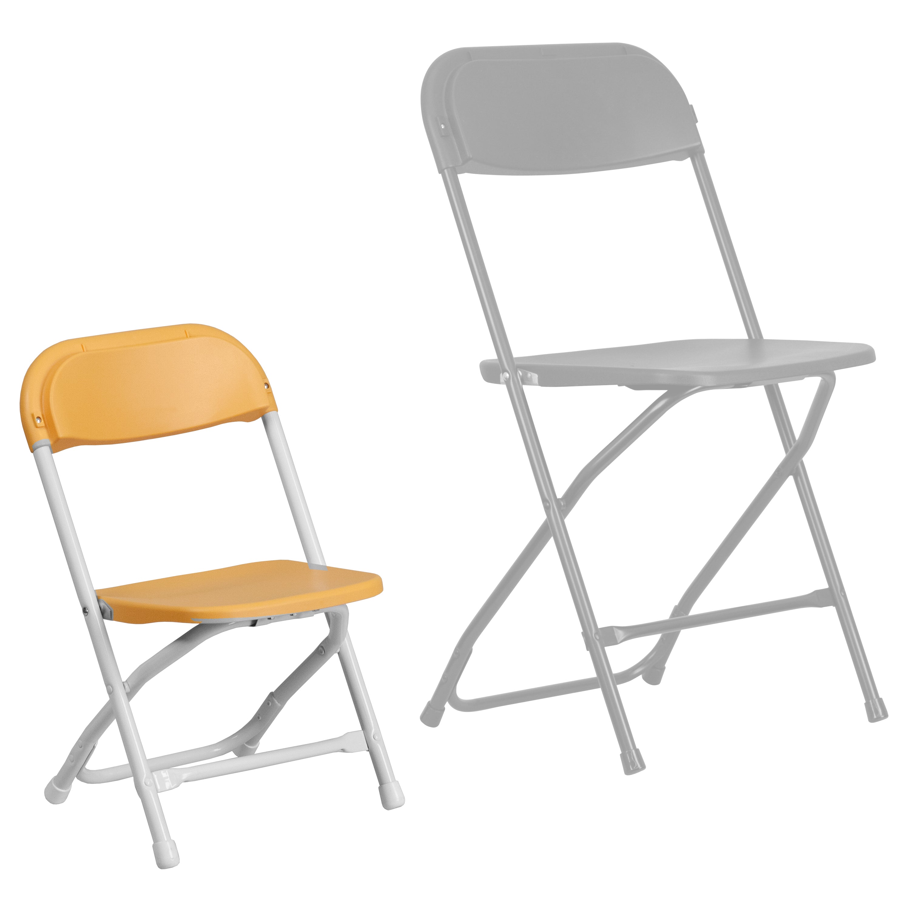 Timmy 2 Pk. Kids Yellow Plastic Folding Chair
