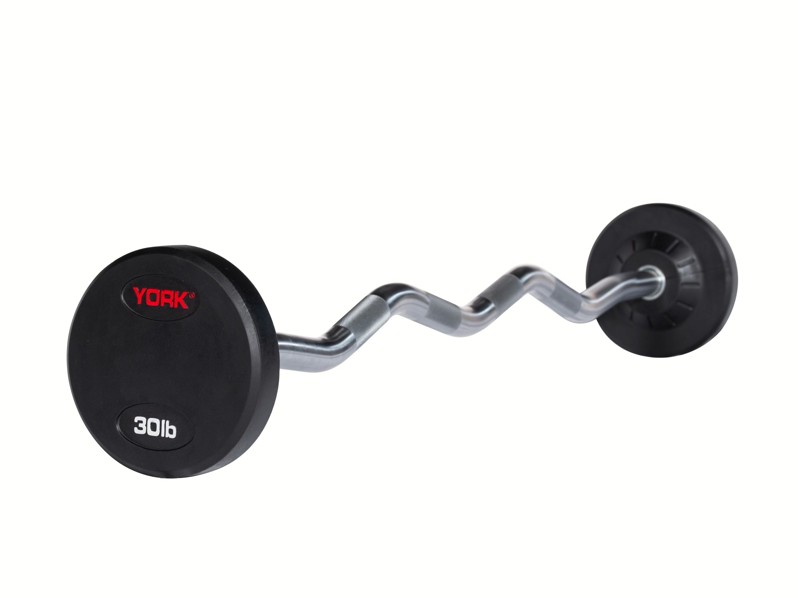 30 LB YORK Rubber Fixed Curl Straight Barbell