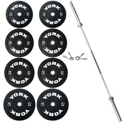 York USA 275 LB Rubber Training Set (2 x 45, 35, 25, 10 LB), 32110, Pair Spring Collars)