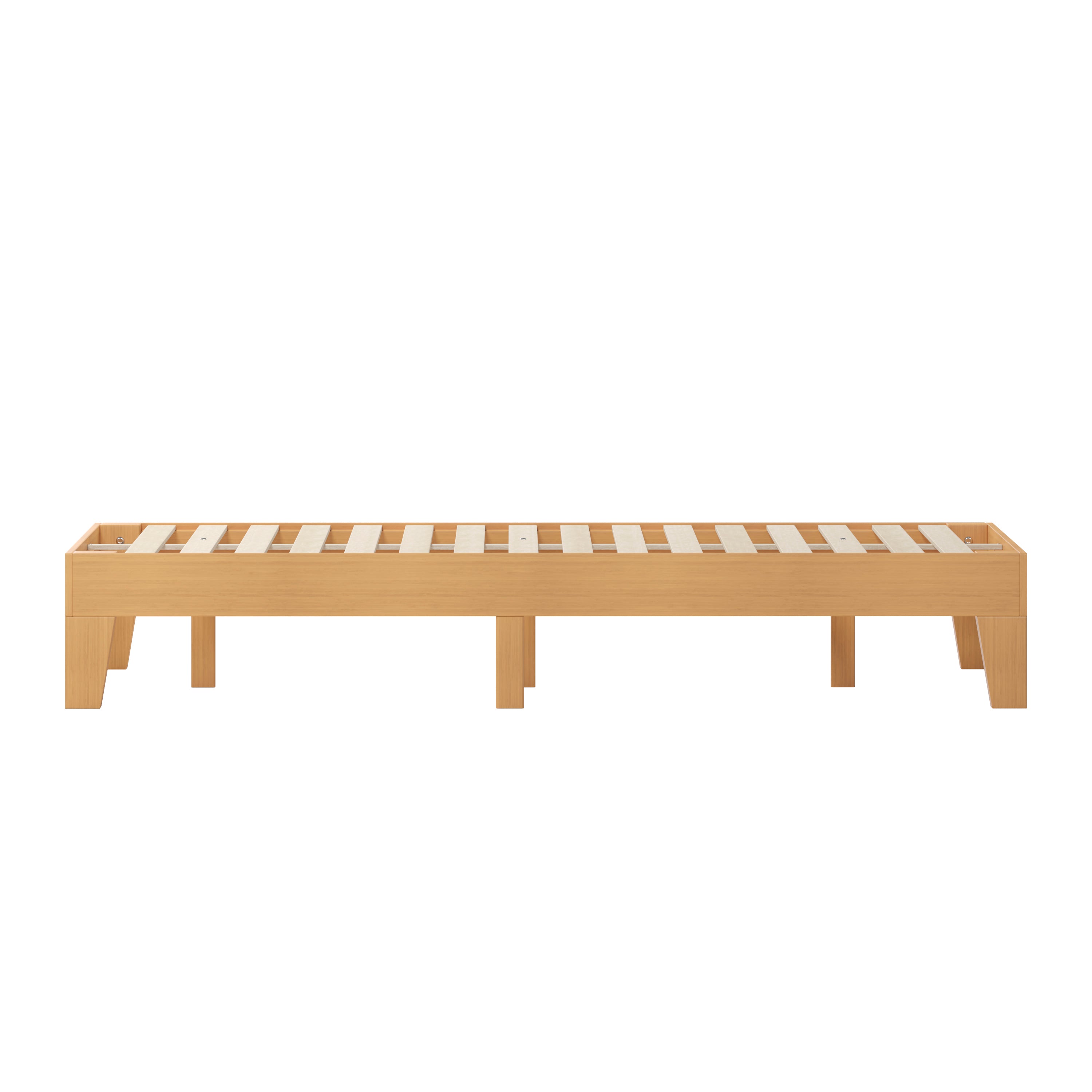 Evelyn Natural Pine Finish Wood Full Platform Bed with Wooden Support Slats, No Box Spring Required