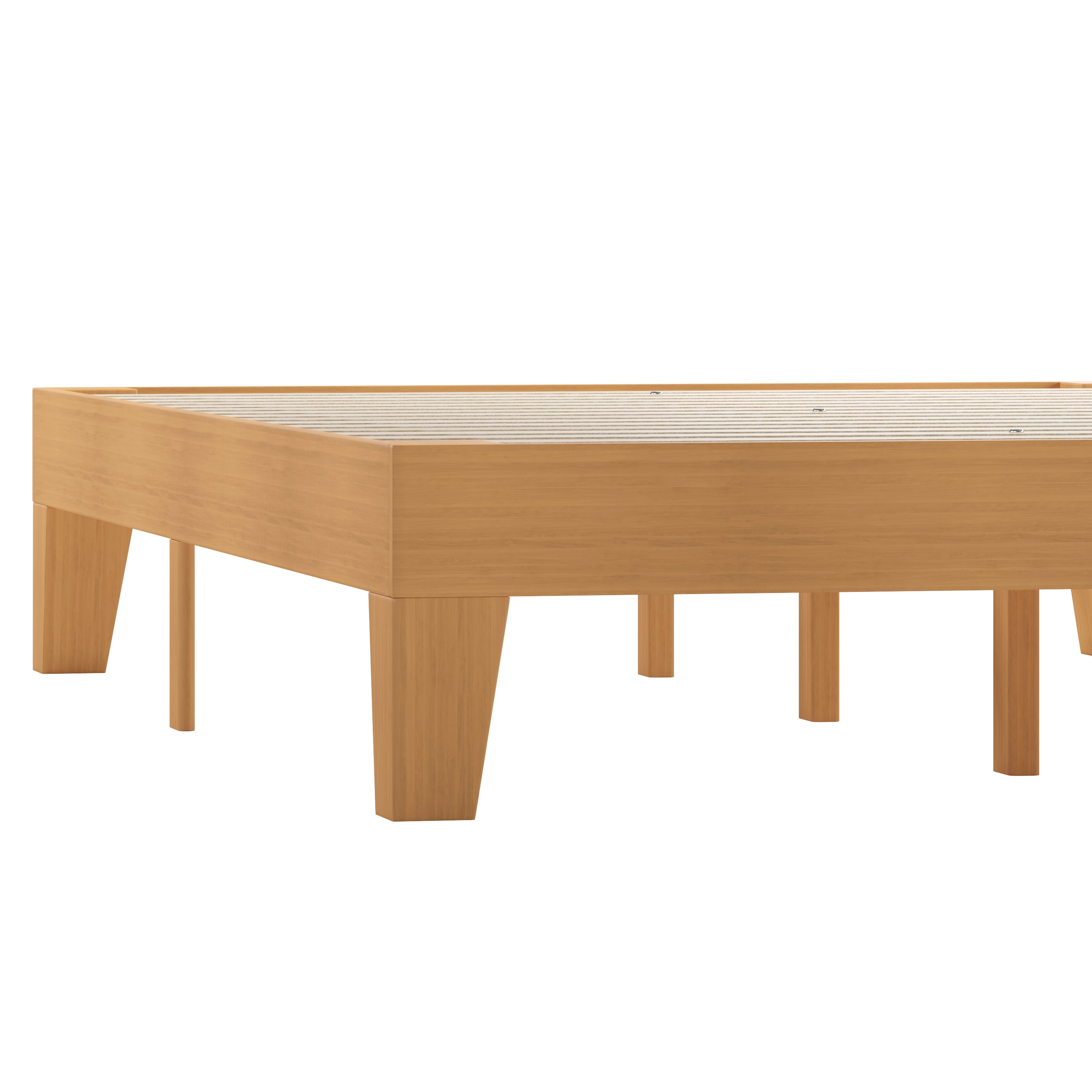 Evelyn Natural Pine Finish Wood Full Platform Bed with Wooden Support Slats, No Box Spring Required