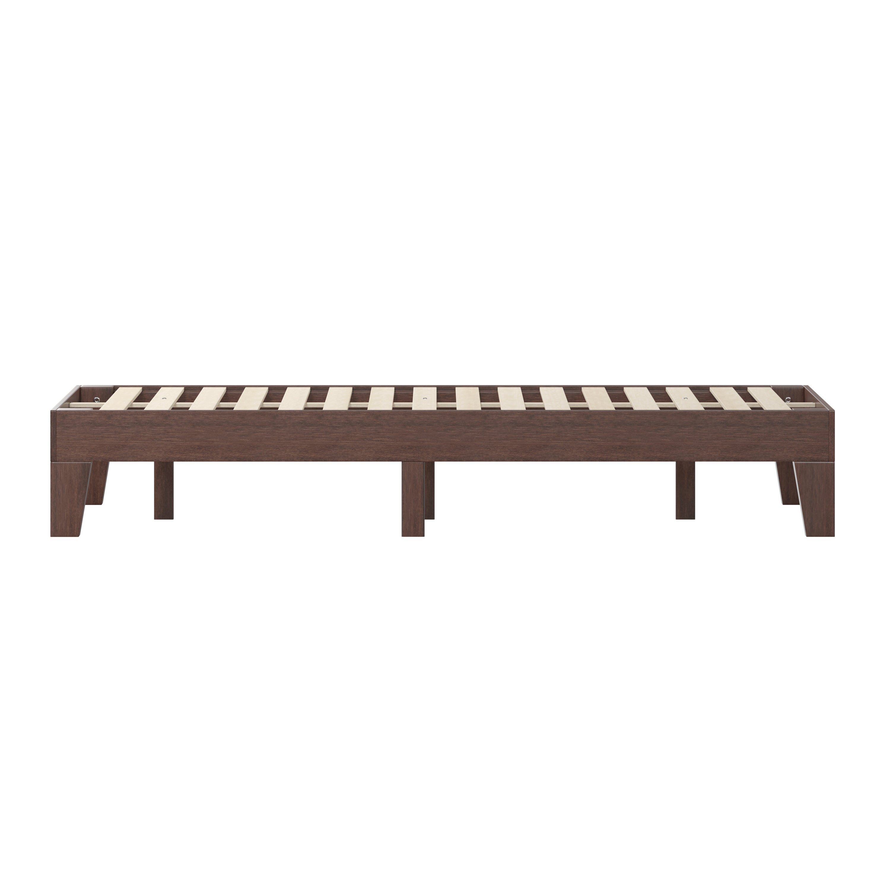 Evelyn Walnut Finish Wood Full Platform Bed with Wooden Support Slats, No Box Spring Required