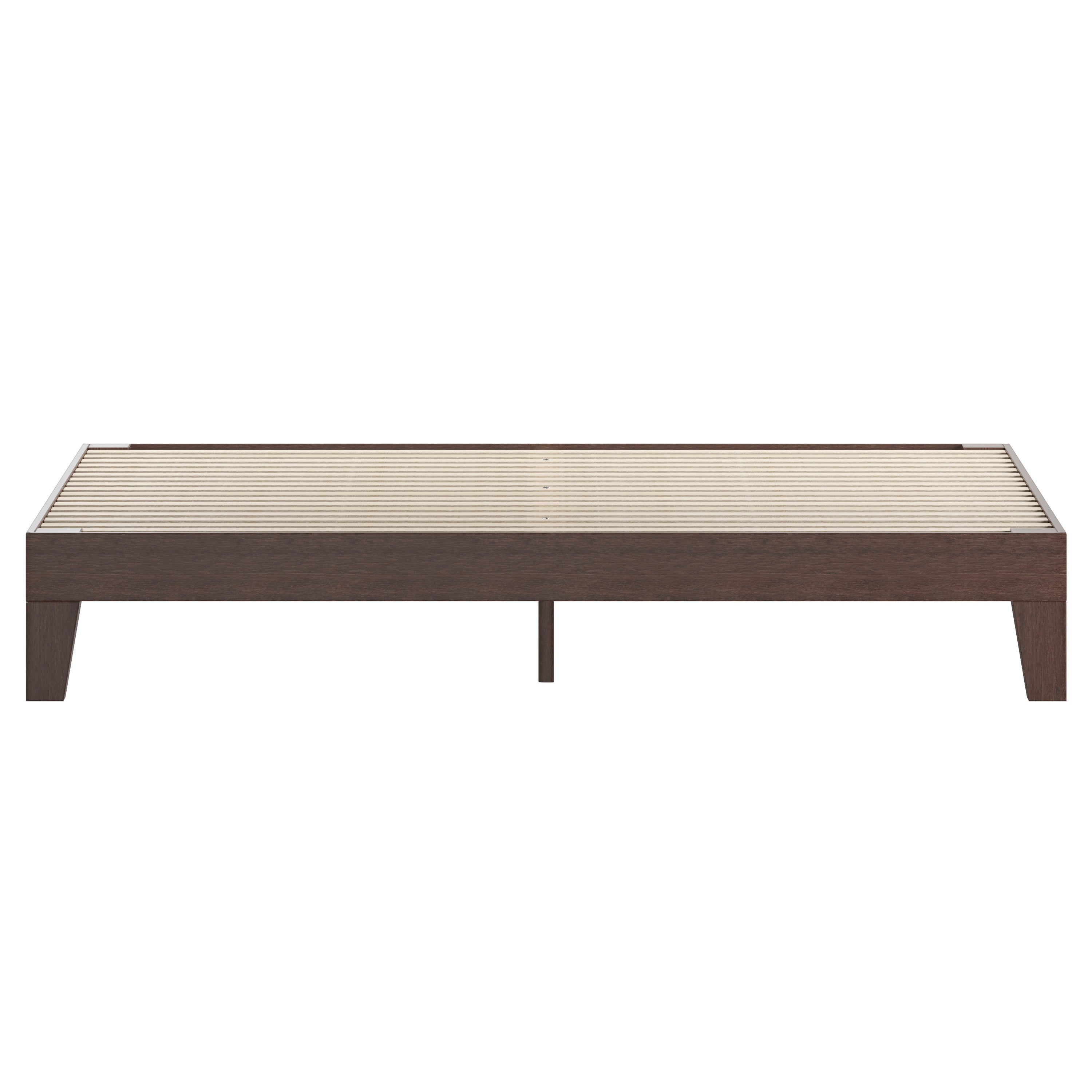 Evelyn Walnut Finish Wood King Platform Bed with Wooden Support Slats, No Box Spring Required