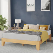 Evelyn Natural Pine Finish Wood Queen Platform Bed with Wooden Support Slats, No Box Spring Required