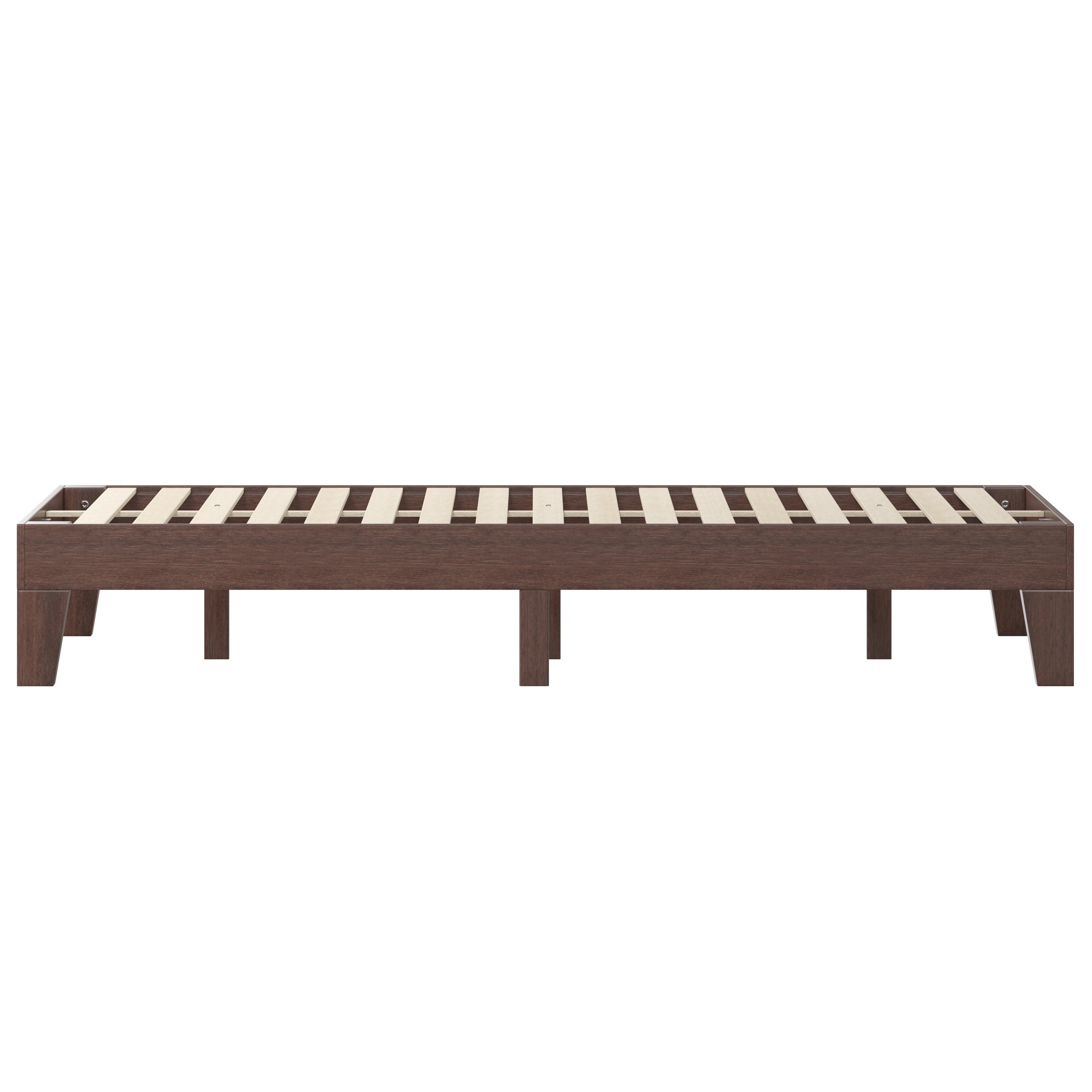 Evelyn Walnut Finish Wood Queen Platform Bed with Wooden Support Slats, No Box Spring Required