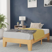 Evelyn Natural Pine Finish Wood Twin Platform Bed with Wooden Support Slats, No Box Spring Required