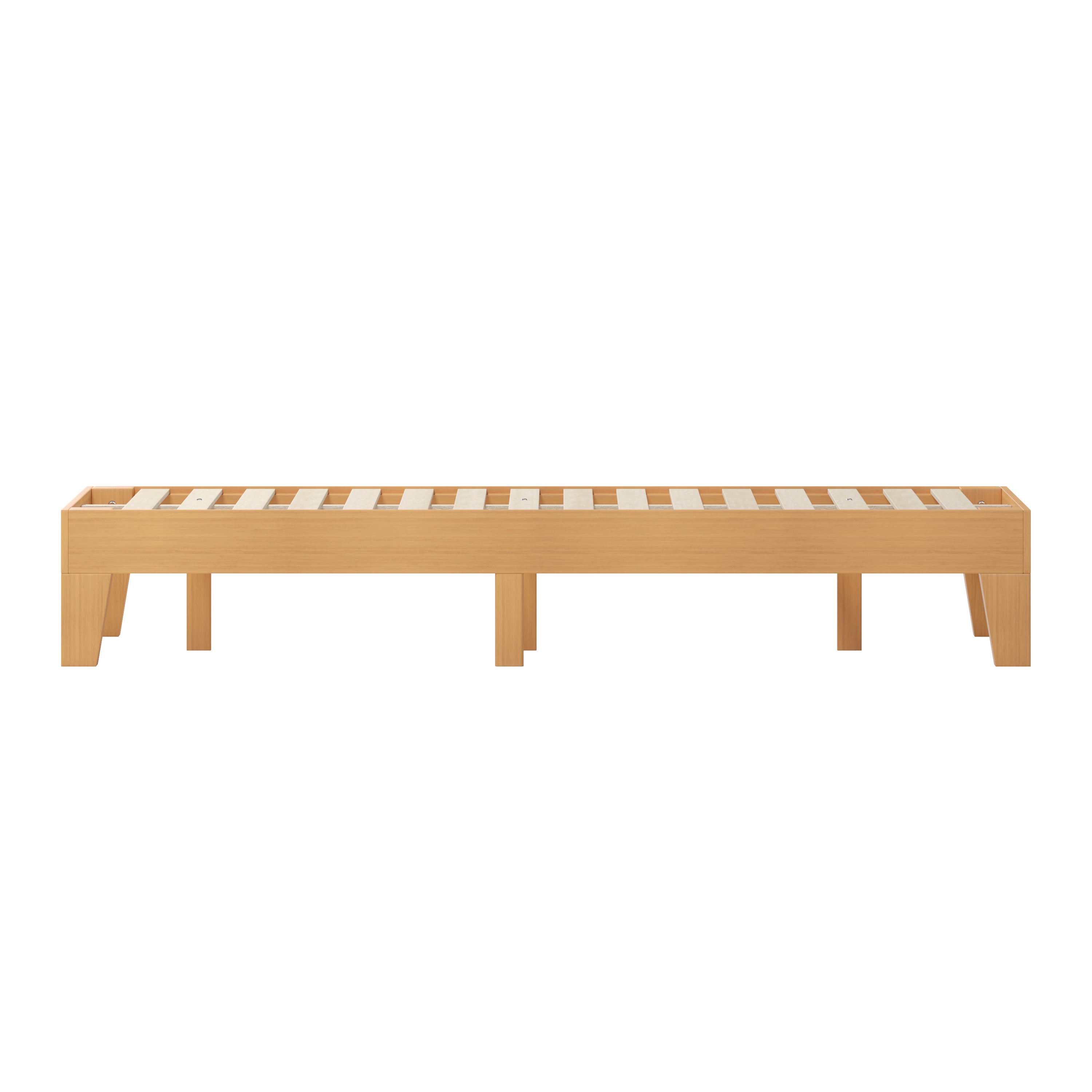 Evelyn Natural Pine Finish Wood Twin Platform Bed with Wooden Support Slats, No Box Spring Required
