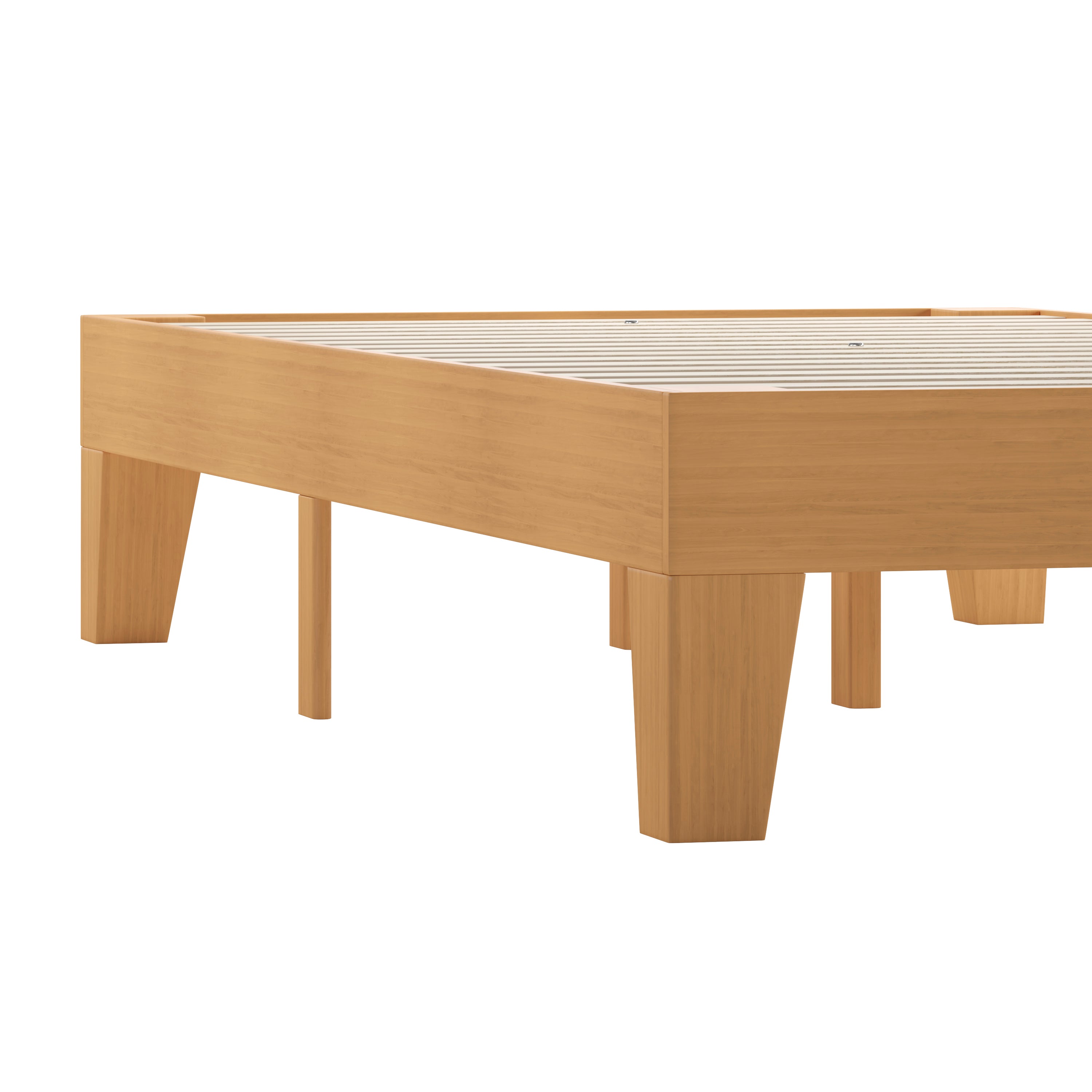 Evelyn Natural Pine Finish Wood Twin Platform Bed with Wooden Support Slats, No Box Spring Required