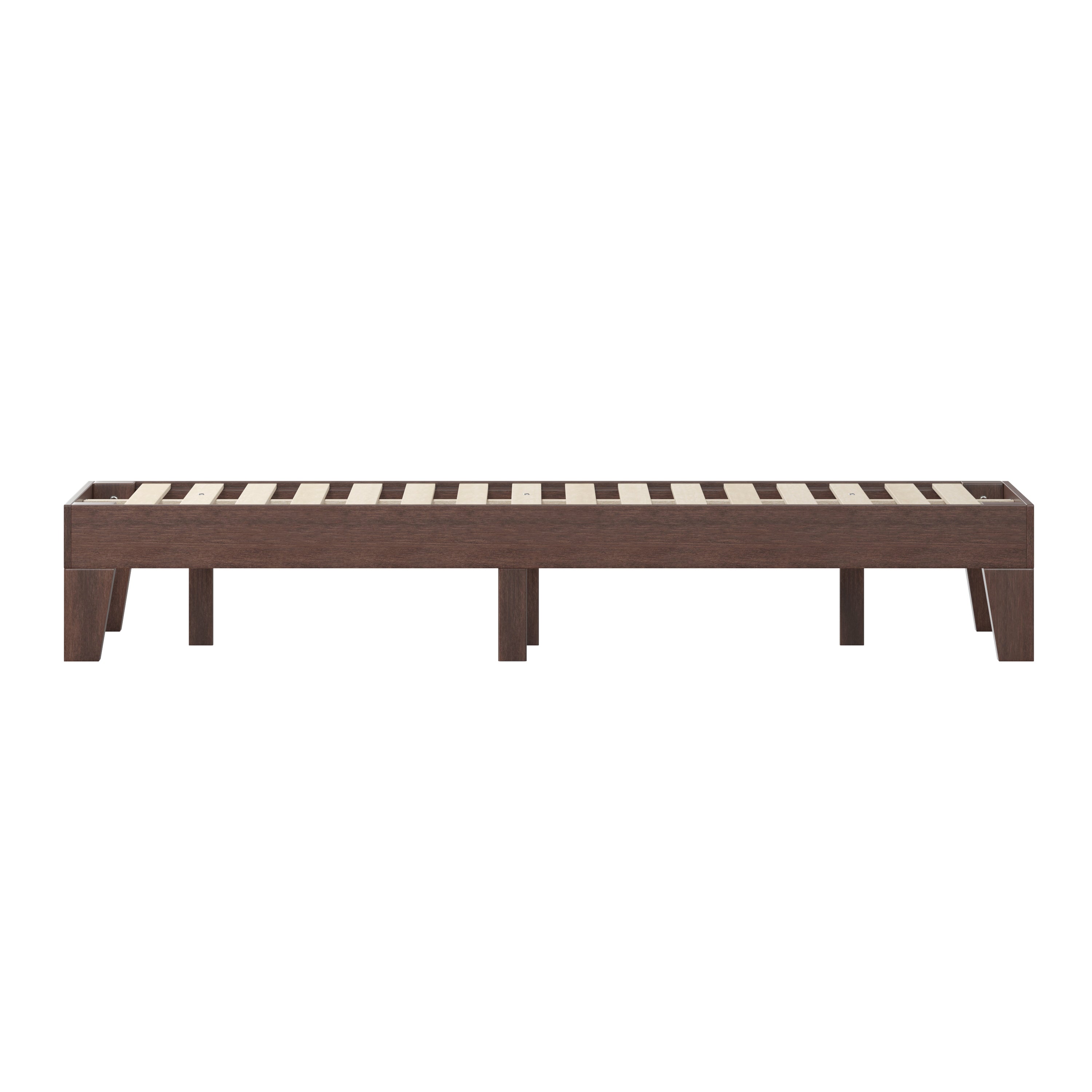 Evelyn Walnut Finish Wood Twin Platform Bed with Wooden Support Slats, No Box Spring Required