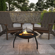 Chelton 22.5" Foldable Wood Burning Firepit with Mesh Spark Screen and Poker