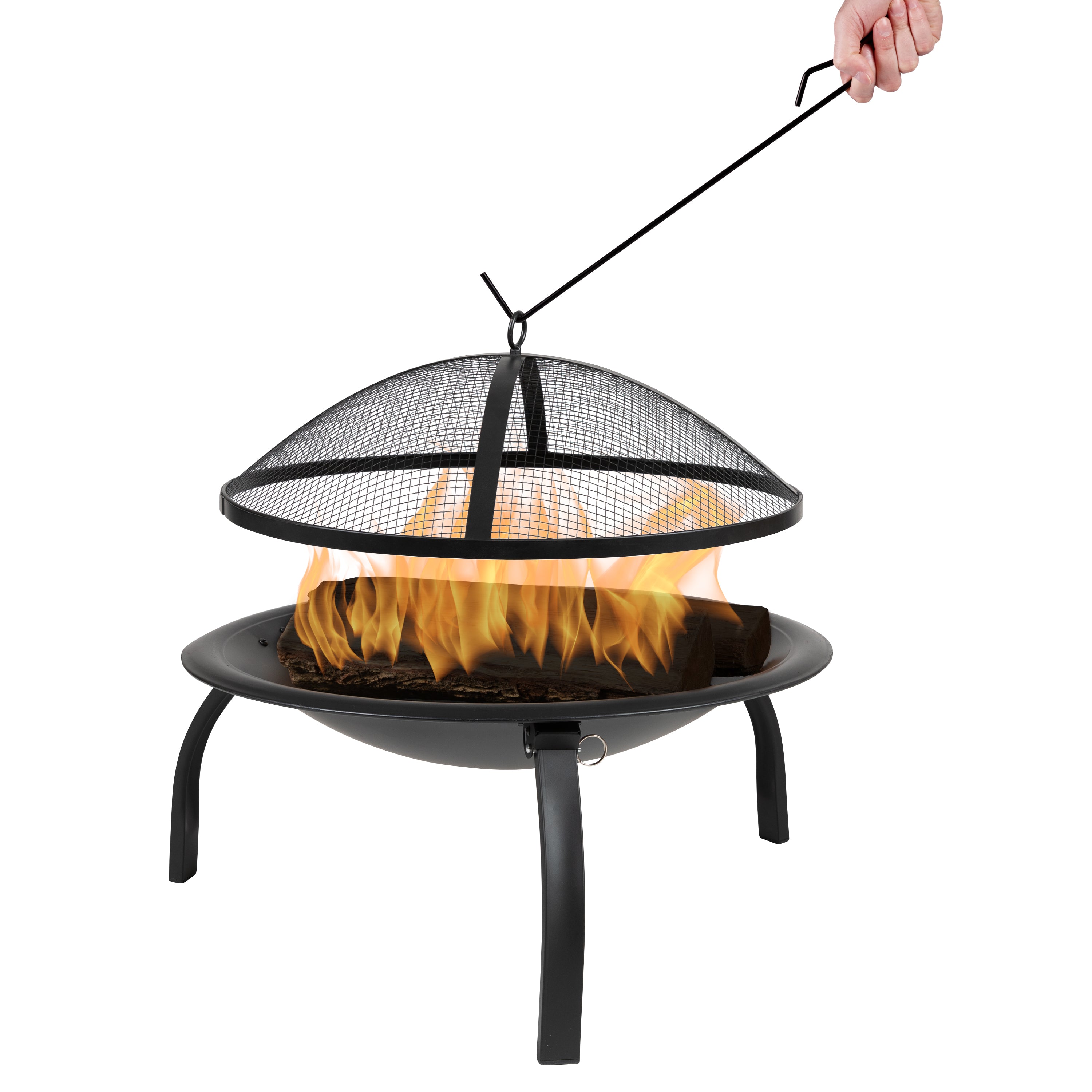 Chelton 22.5" Foldable Wood Burning Firepit with Mesh Spark Screen and Poker
