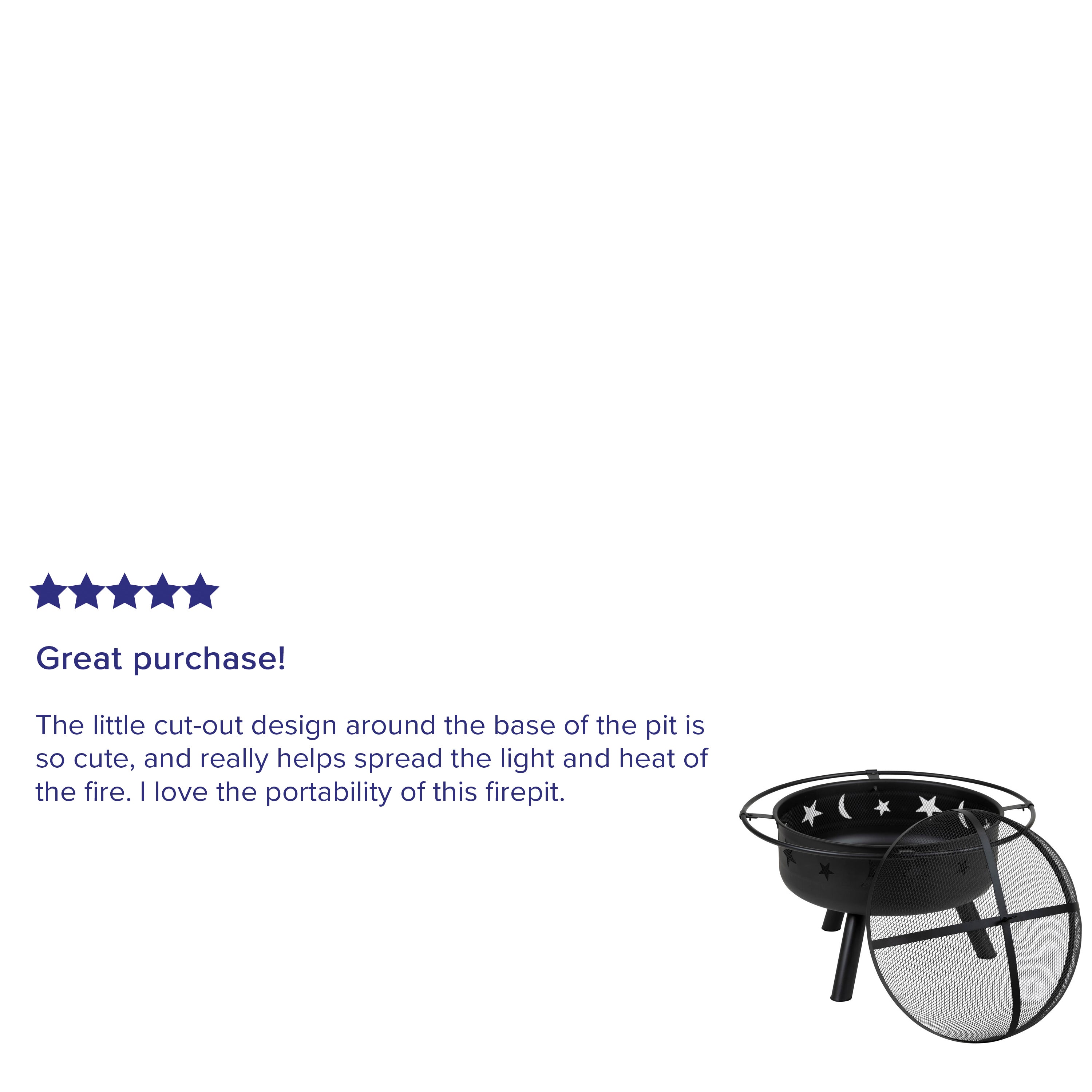 Chelton 29" Round Wood Burning Firepit with Mesh Spark Screen