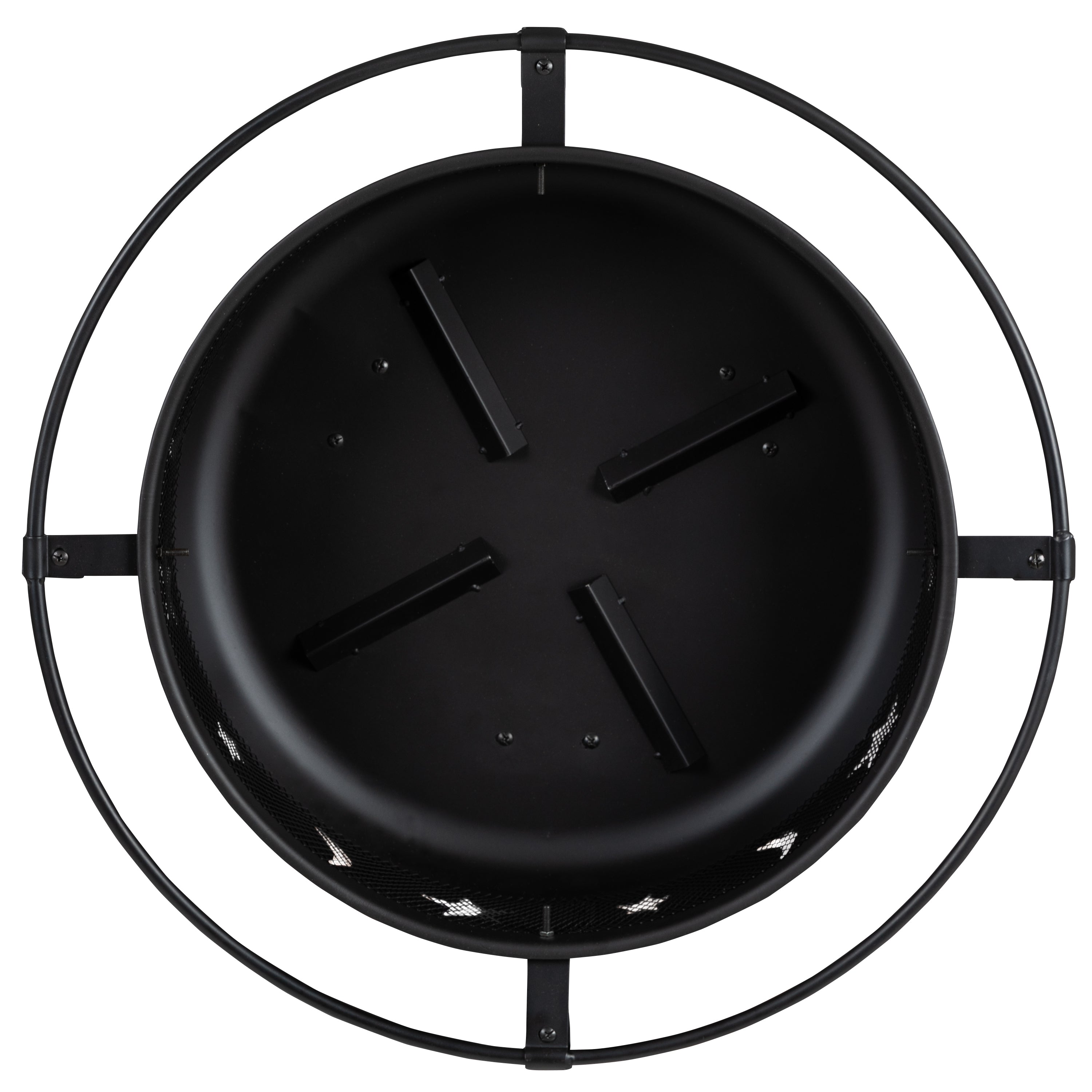 Chelton 29" Round Wood Burning Firepit with Mesh Spark Screen