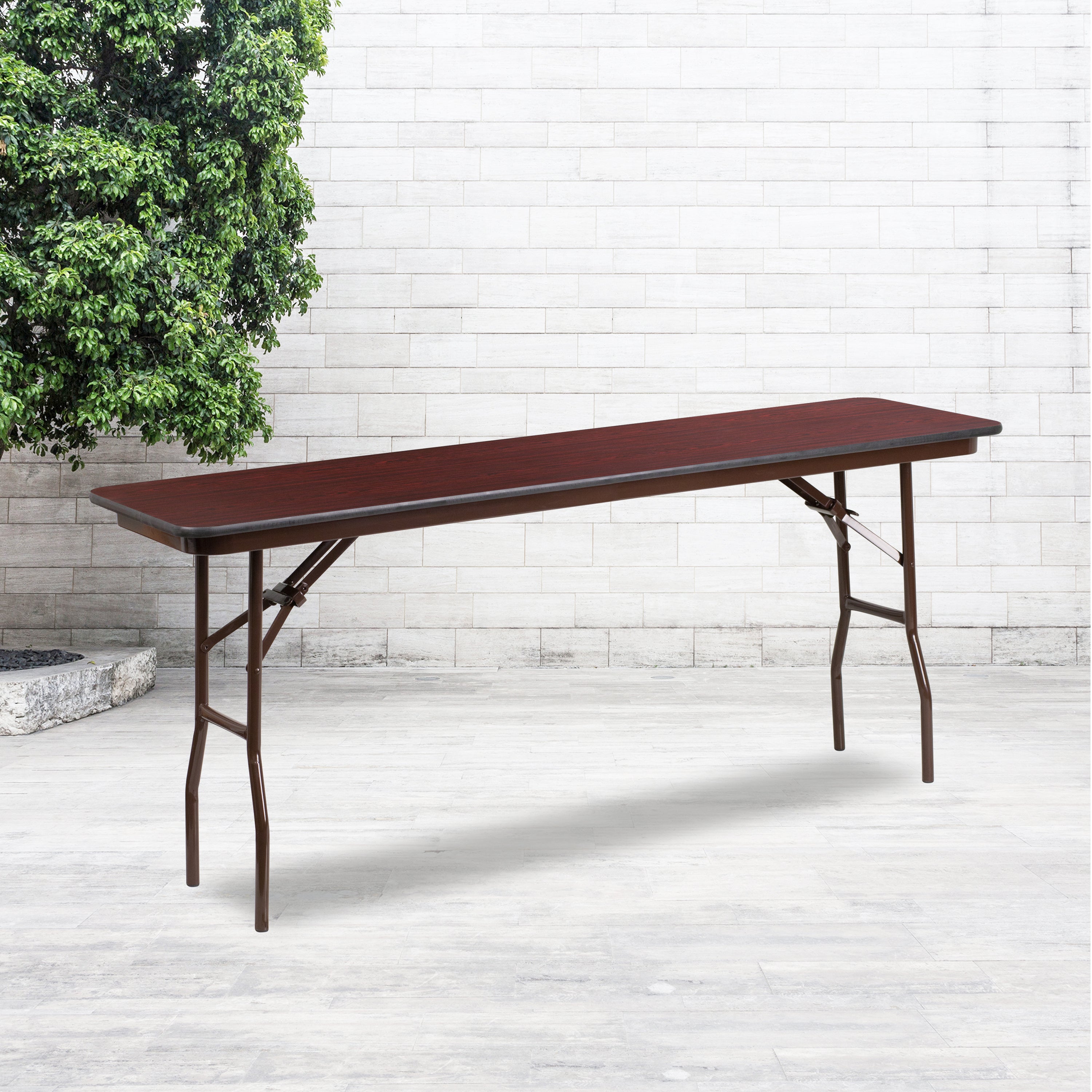 Frankie 6-Foot Mahogany Melamine Laminate Folding Training Table