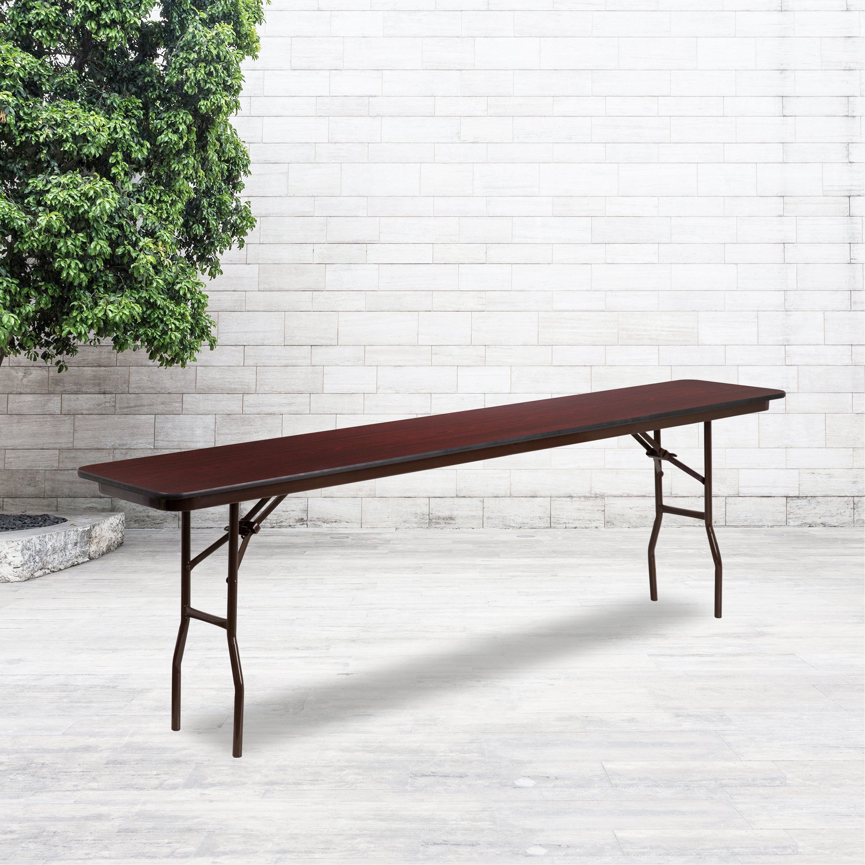 Frankie 8-Foot Mahogany Melamine Laminate Folding Training Table