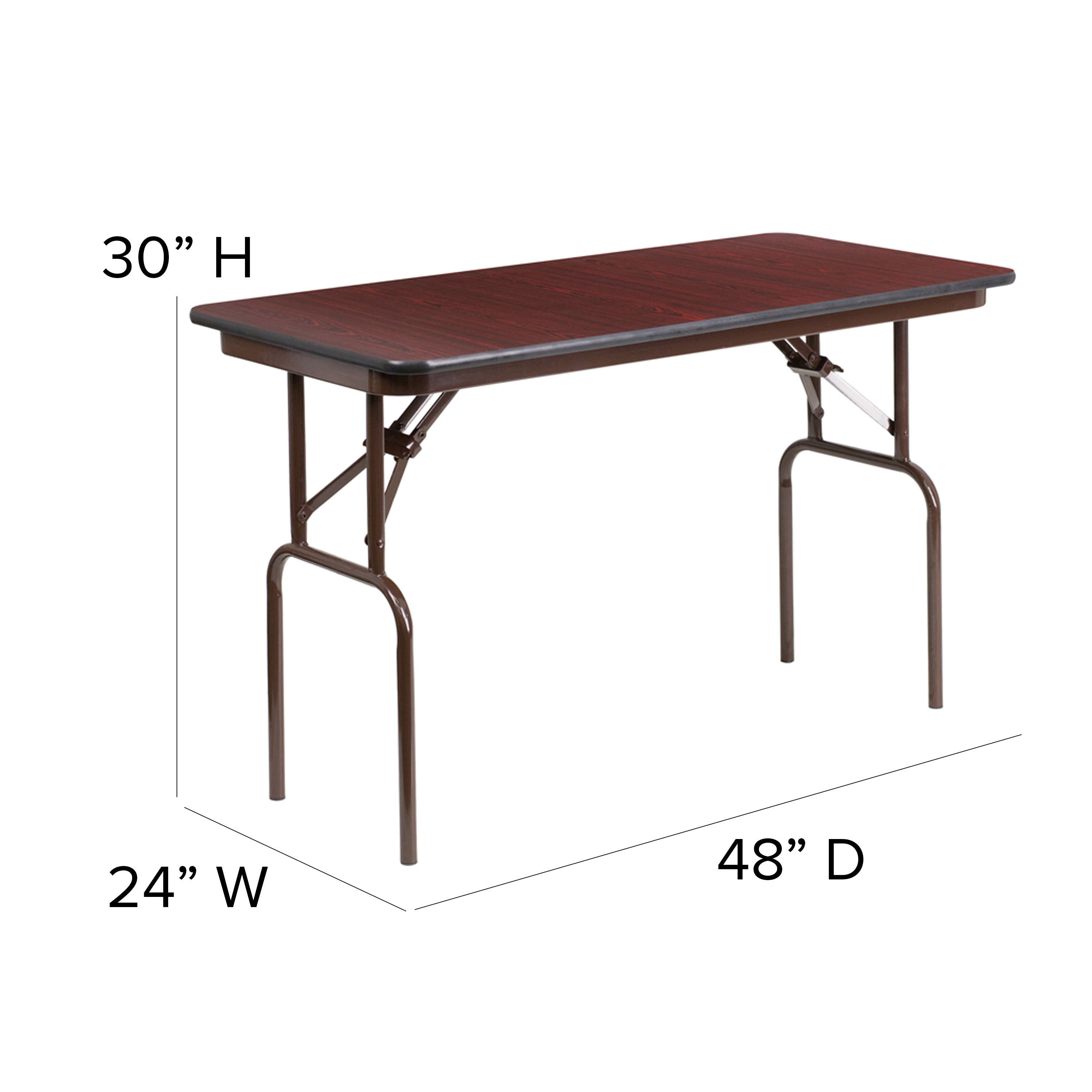 Frankie 4-Foot Mahogany Melamine Laminate Folding Banquet Table