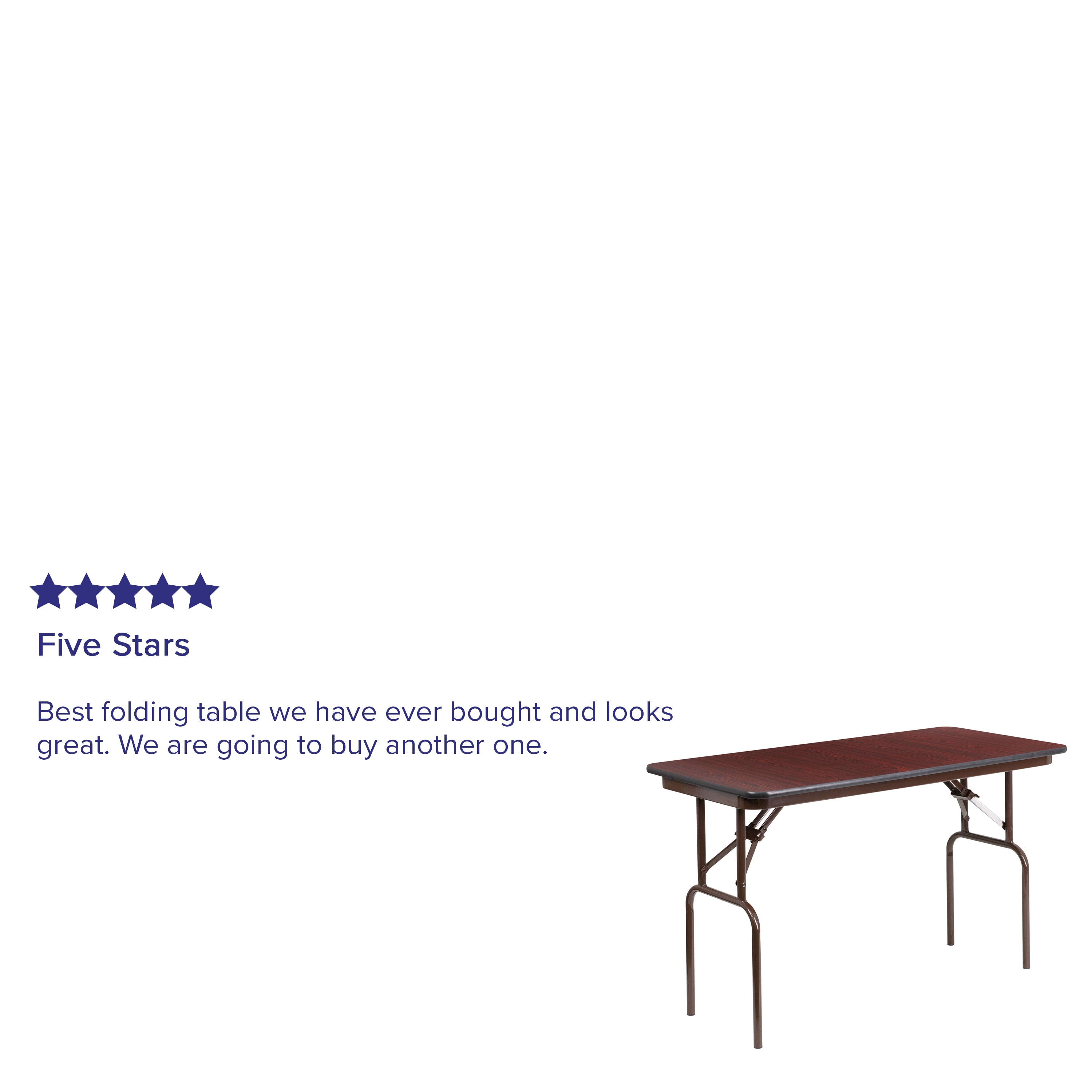 Frankie 4-Foot Mahogany Melamine Laminate Folding Banquet Table