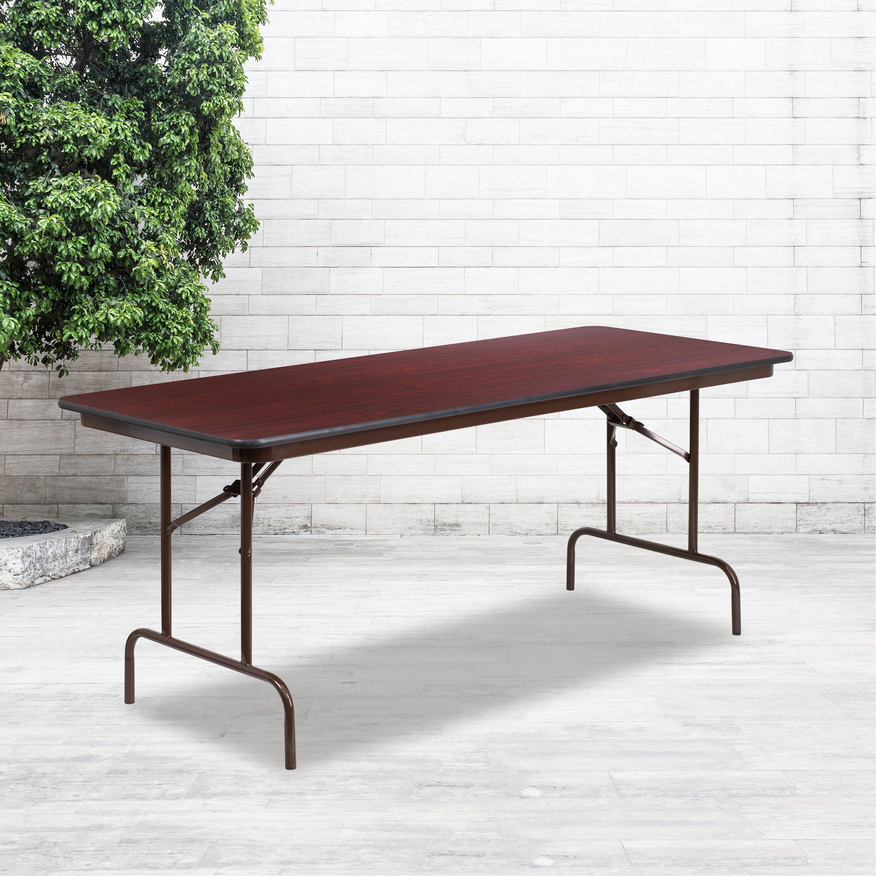 Floyd 6-Foot High Pressure Mahogany Laminate Folding Banquet Table