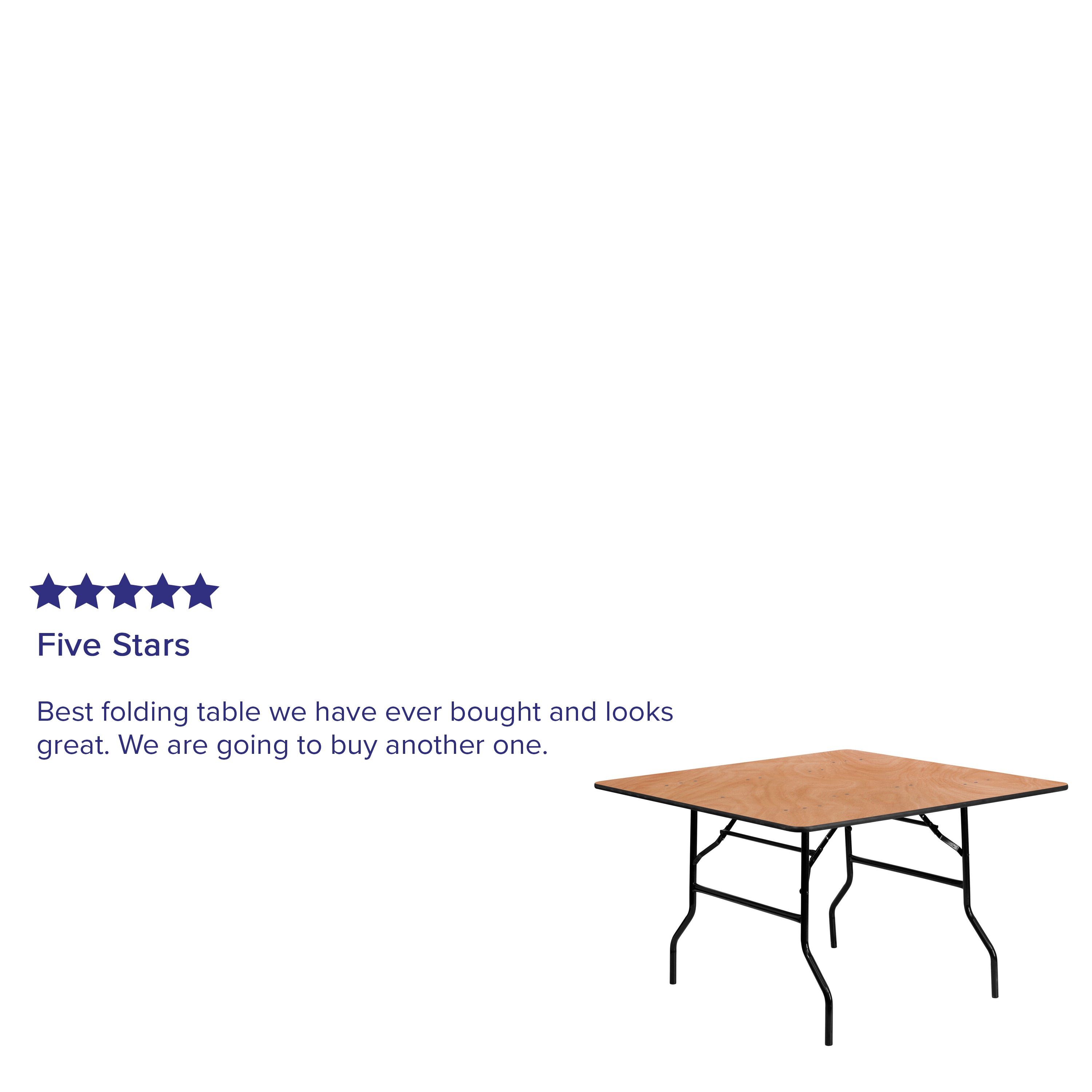 Gerry 4-Foot Square Wood Folding Banquet Table