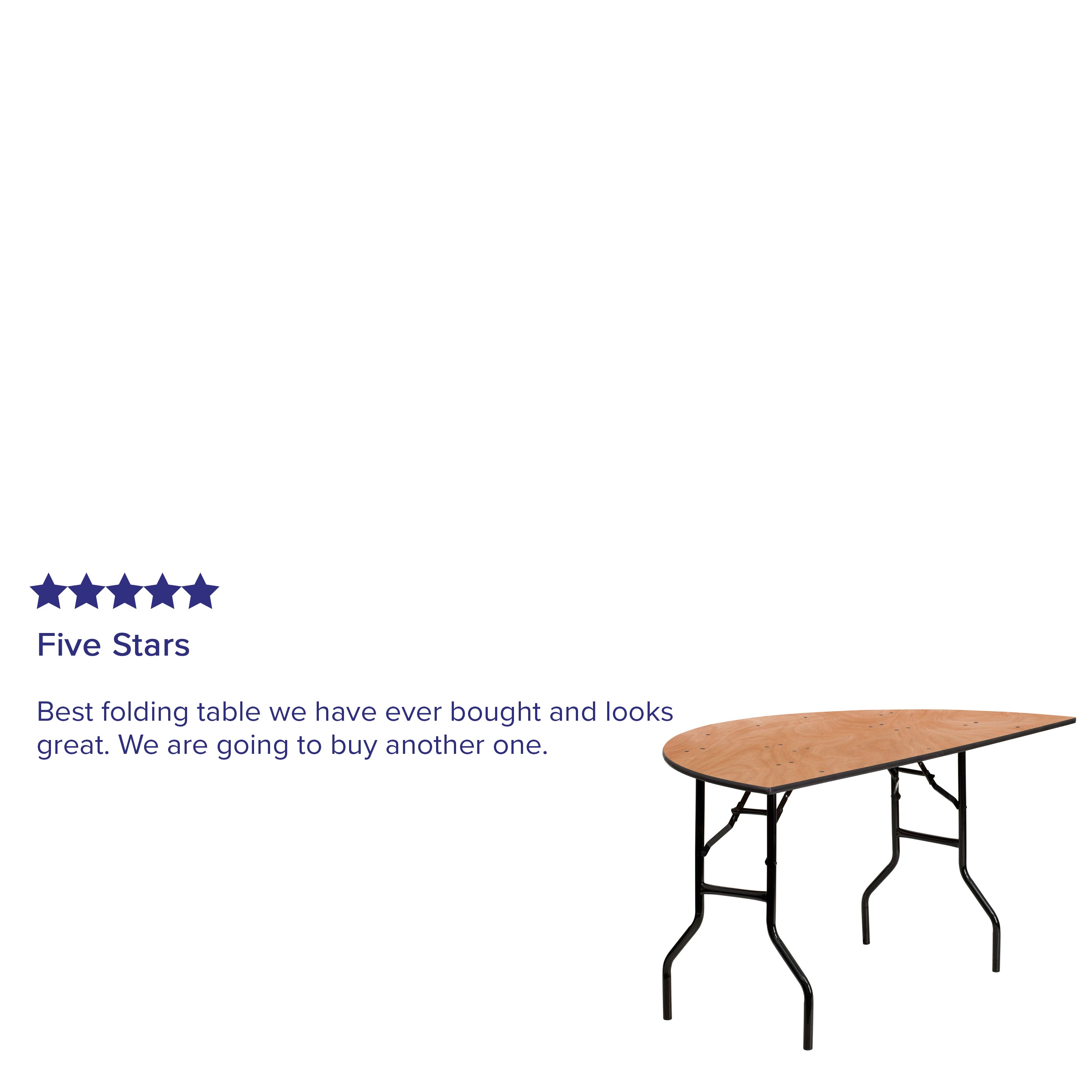 Furman 5-Foot Half-Round Wood Folding Banquet Table
