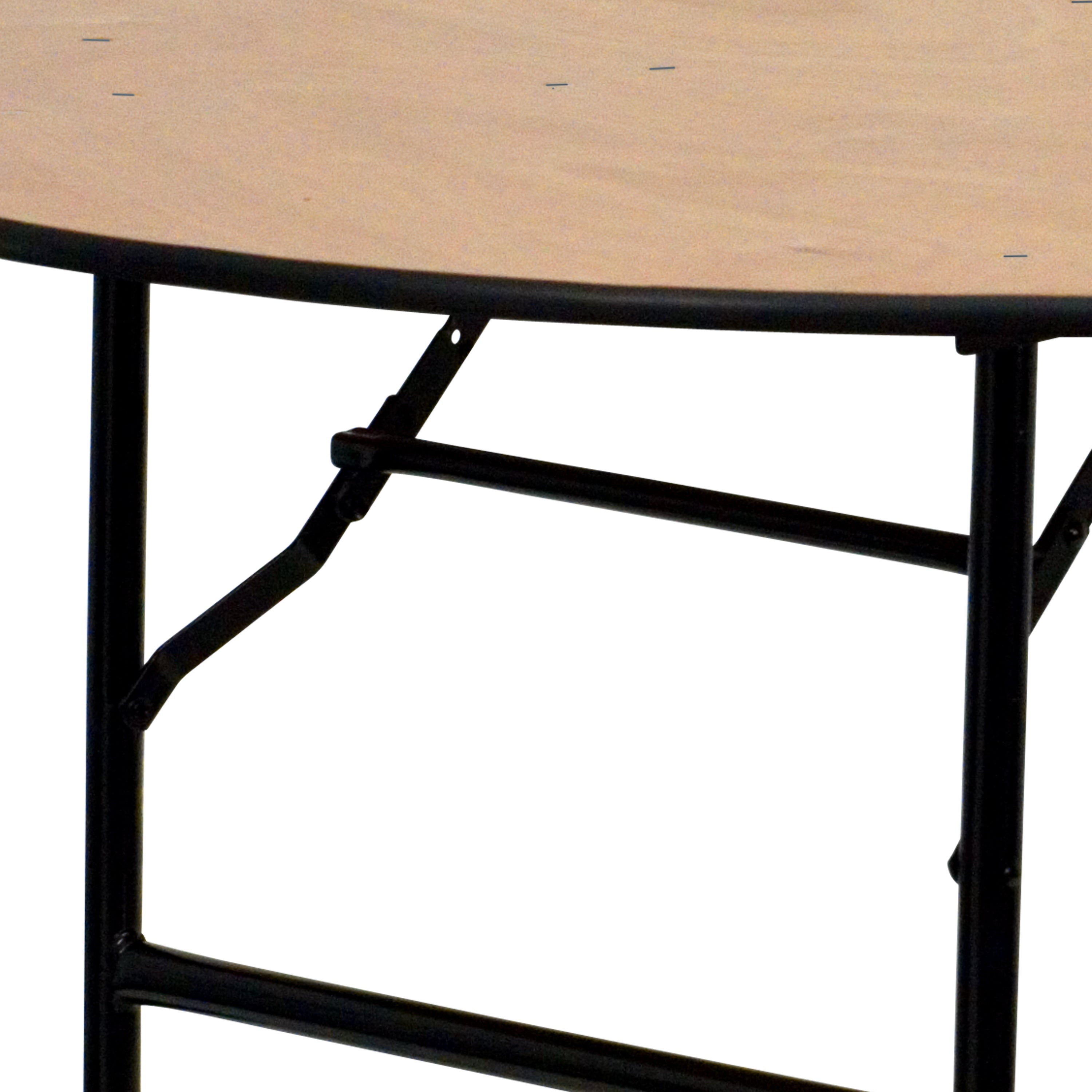 Furman 4-Foot Round Wood Folding Banquet Table with Clear Coated Finished Top