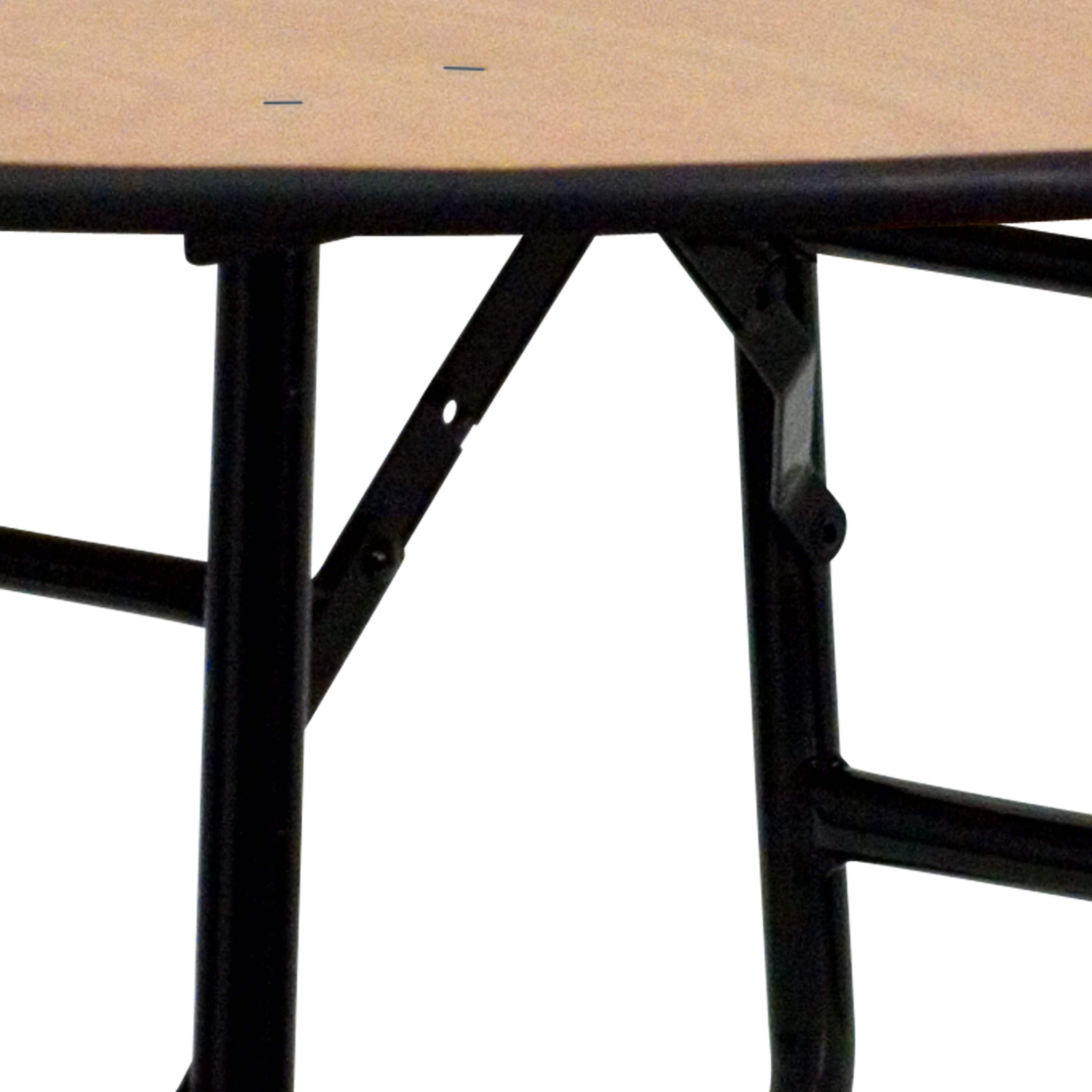 Furman 4-Foot Round Wood Folding Banquet Table with Clear Coated Finished Top