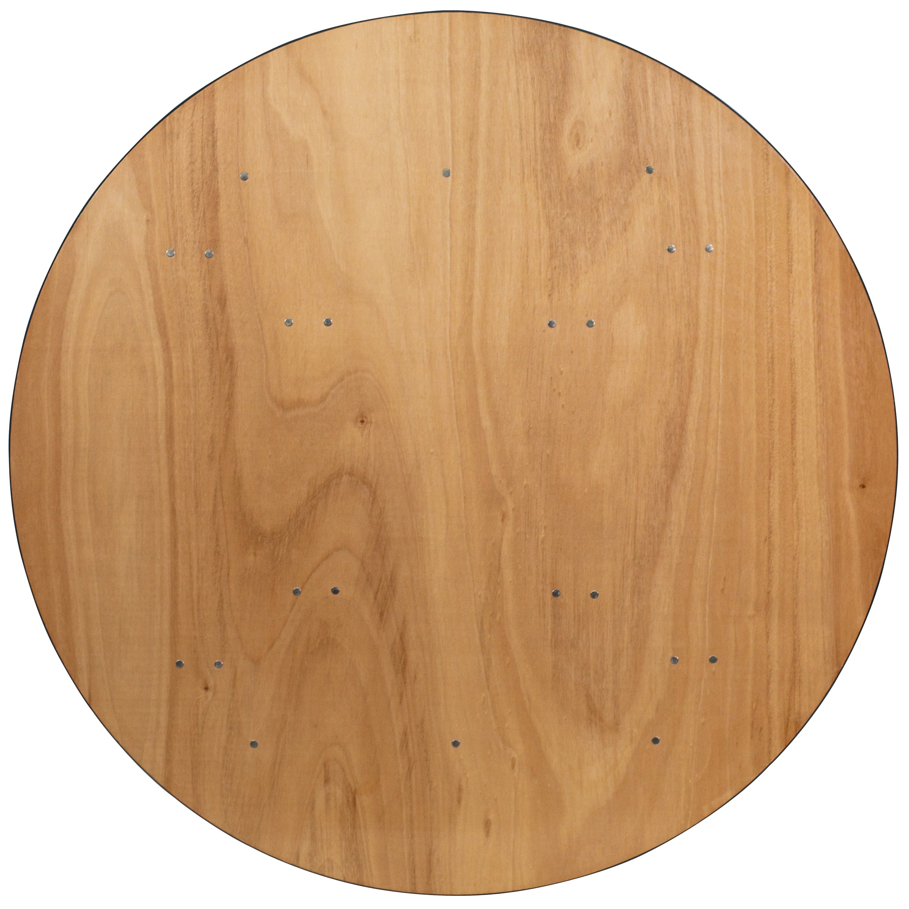 Furman 5-Foot Round Wood Folding Banquet Table with Clear Coated Finished Top