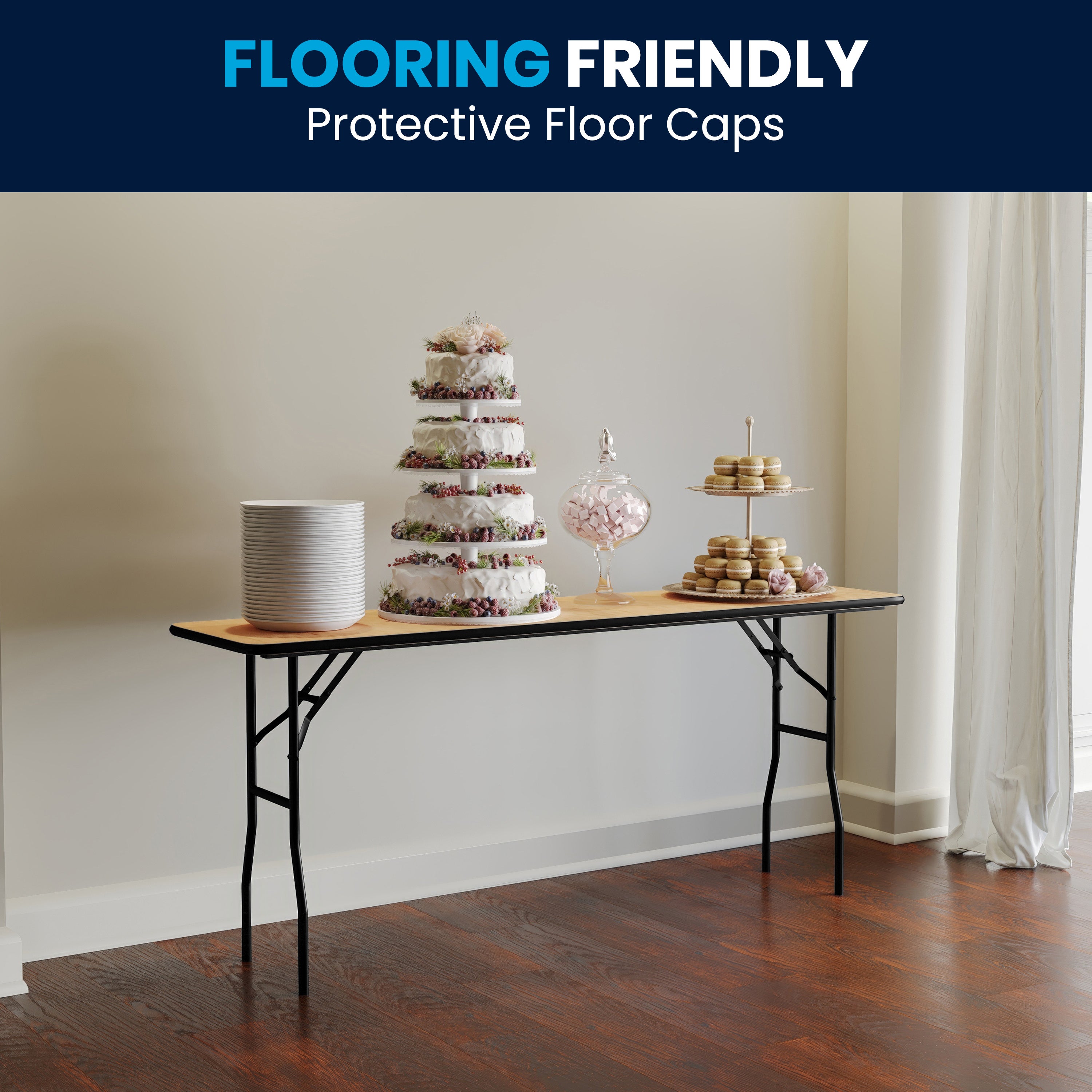 Gael 6-Foot Rectangular Wood Folding Training / Seminar Table with Smooth Clear Coated Finished Top