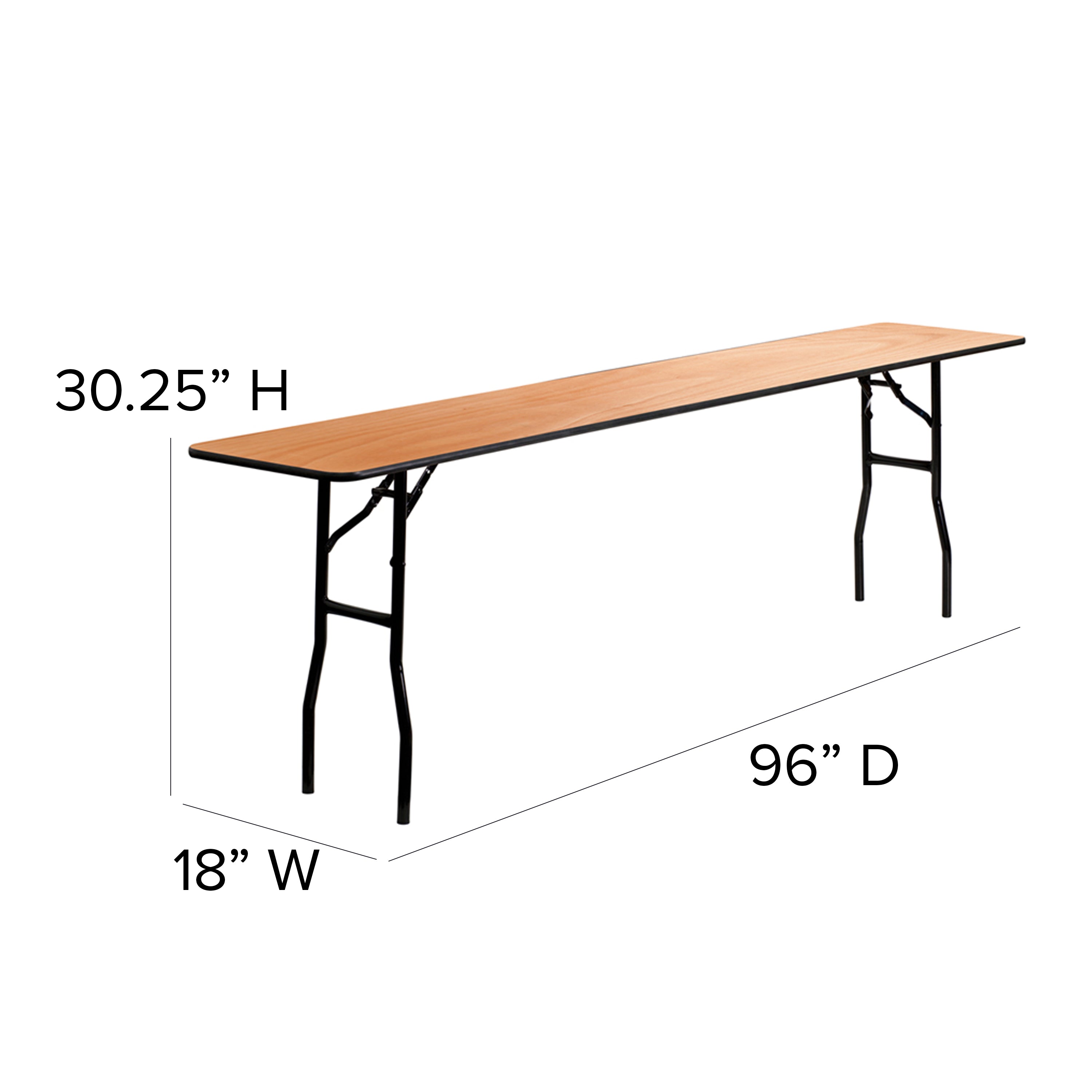 Gael 8-Foot Rectangular Wood Folding Training / Seminar Table with Smooth Clear Coated Finished Top