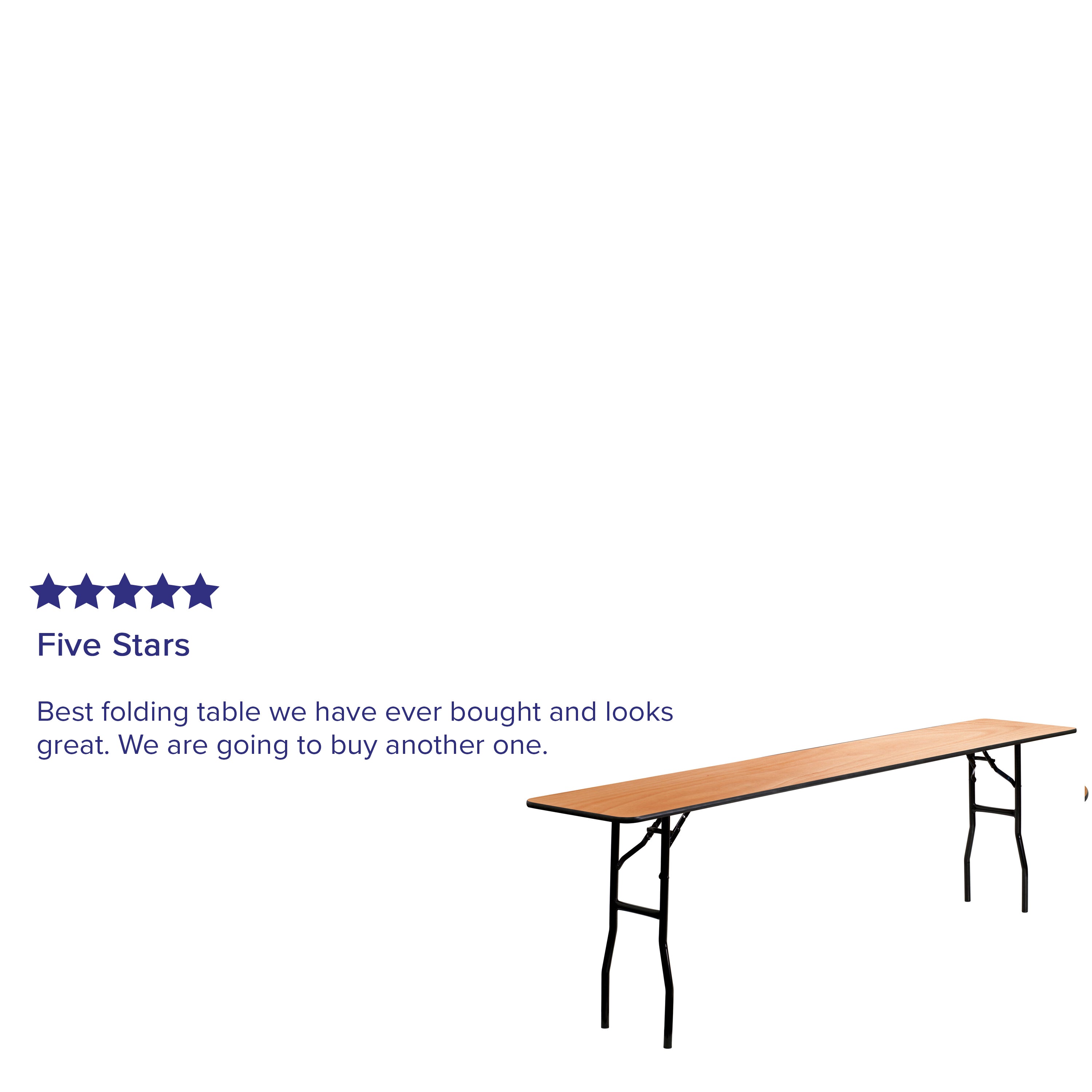 Gael 8-Foot Rectangular Wood Folding Training / Seminar Table with Smooth Clear Coated Finished Top