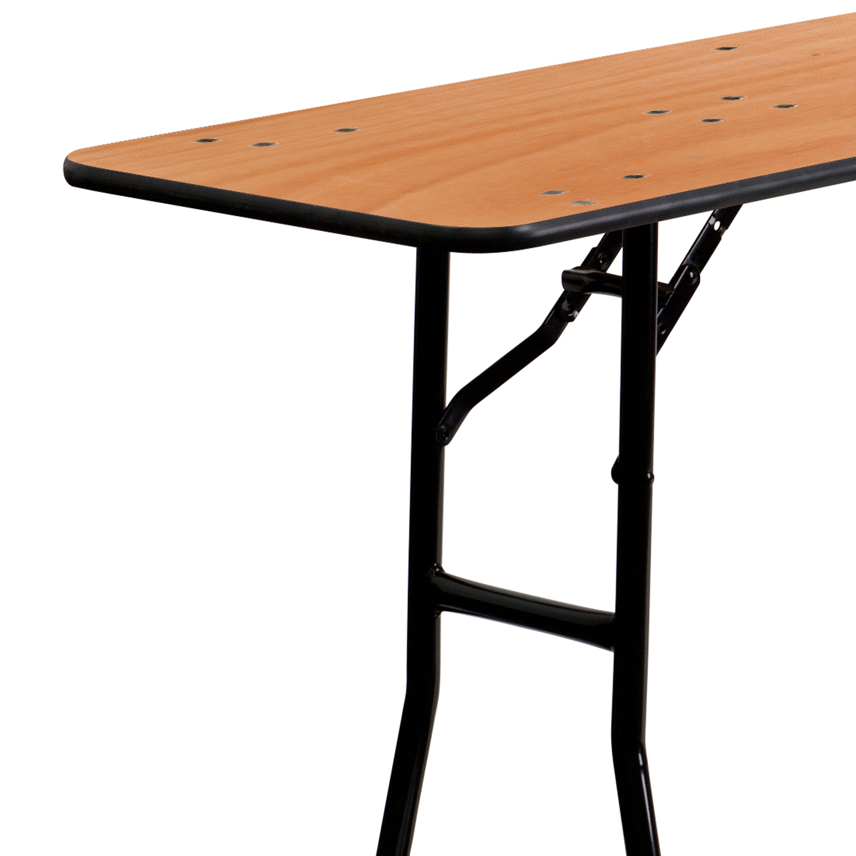 Gael 8-Foot Rectangular Wood Folding Training / Seminar Table with Smooth Clear Coated Finished Top