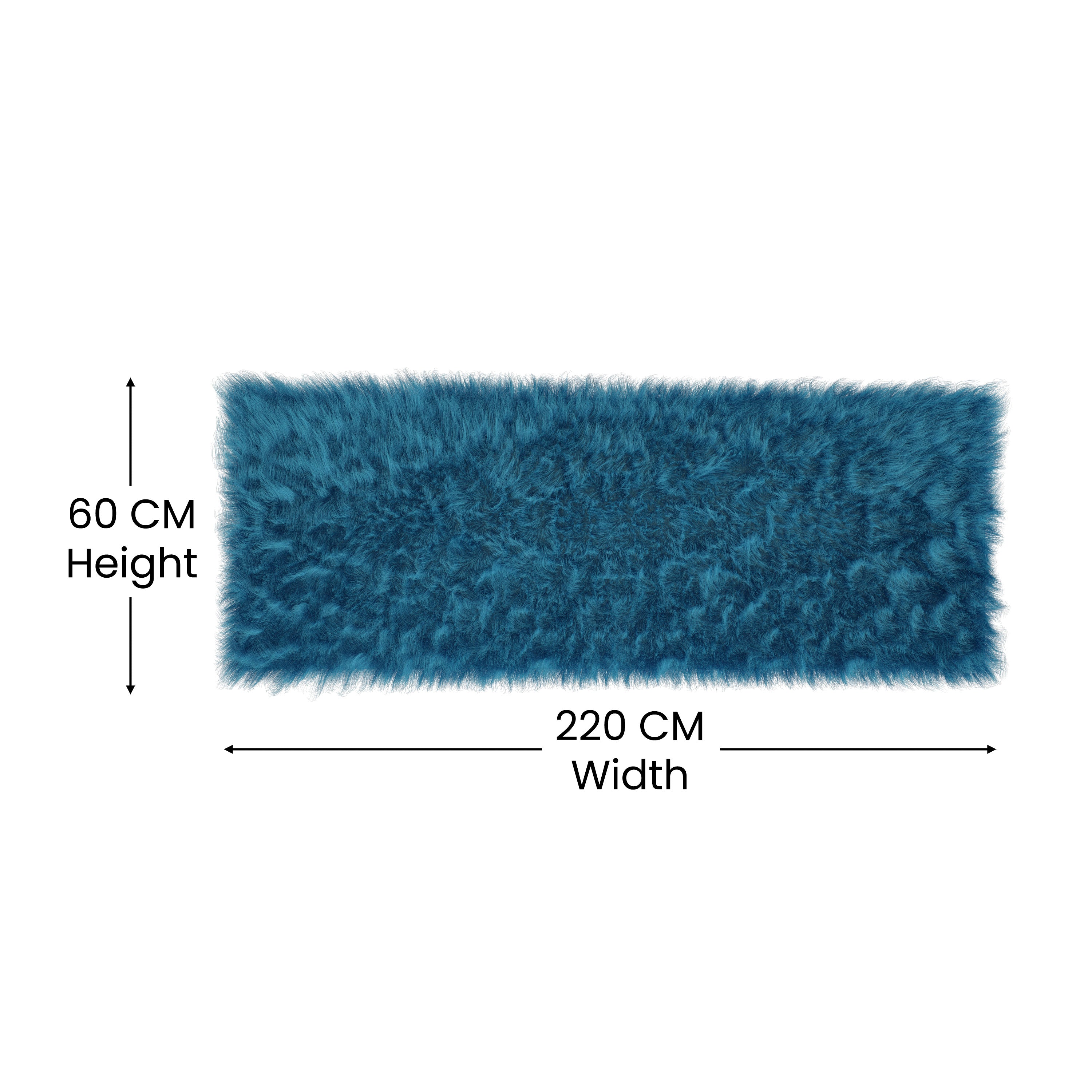 Chalet Collection 2' x 7' Turquoise Faux Fur Area Rug with Polyester Backing for Living Room, Bedroom, Playroom