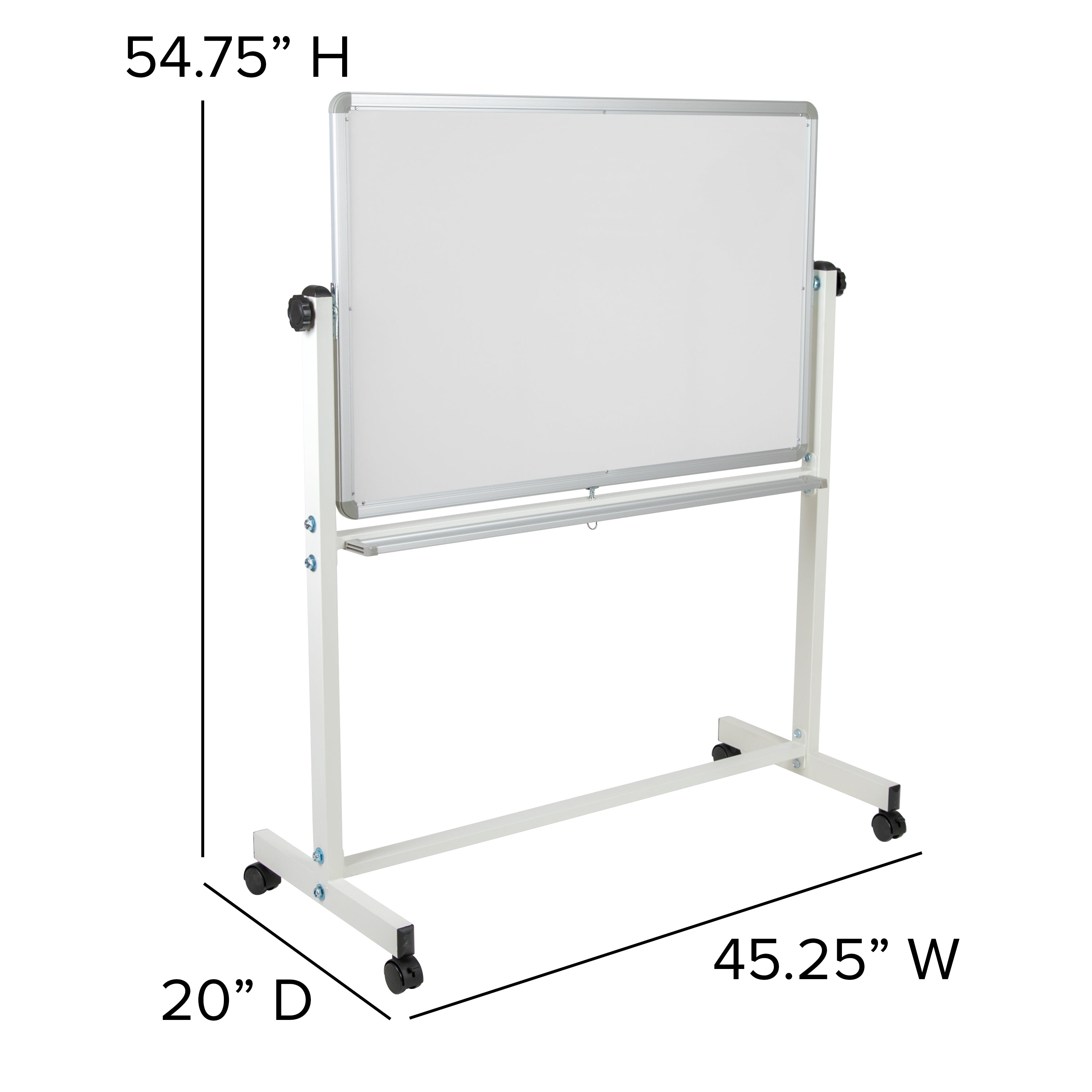 HERCULES Series 45.25"W x 54.75"H Double-Sided Mobile White Board with Pen Tray