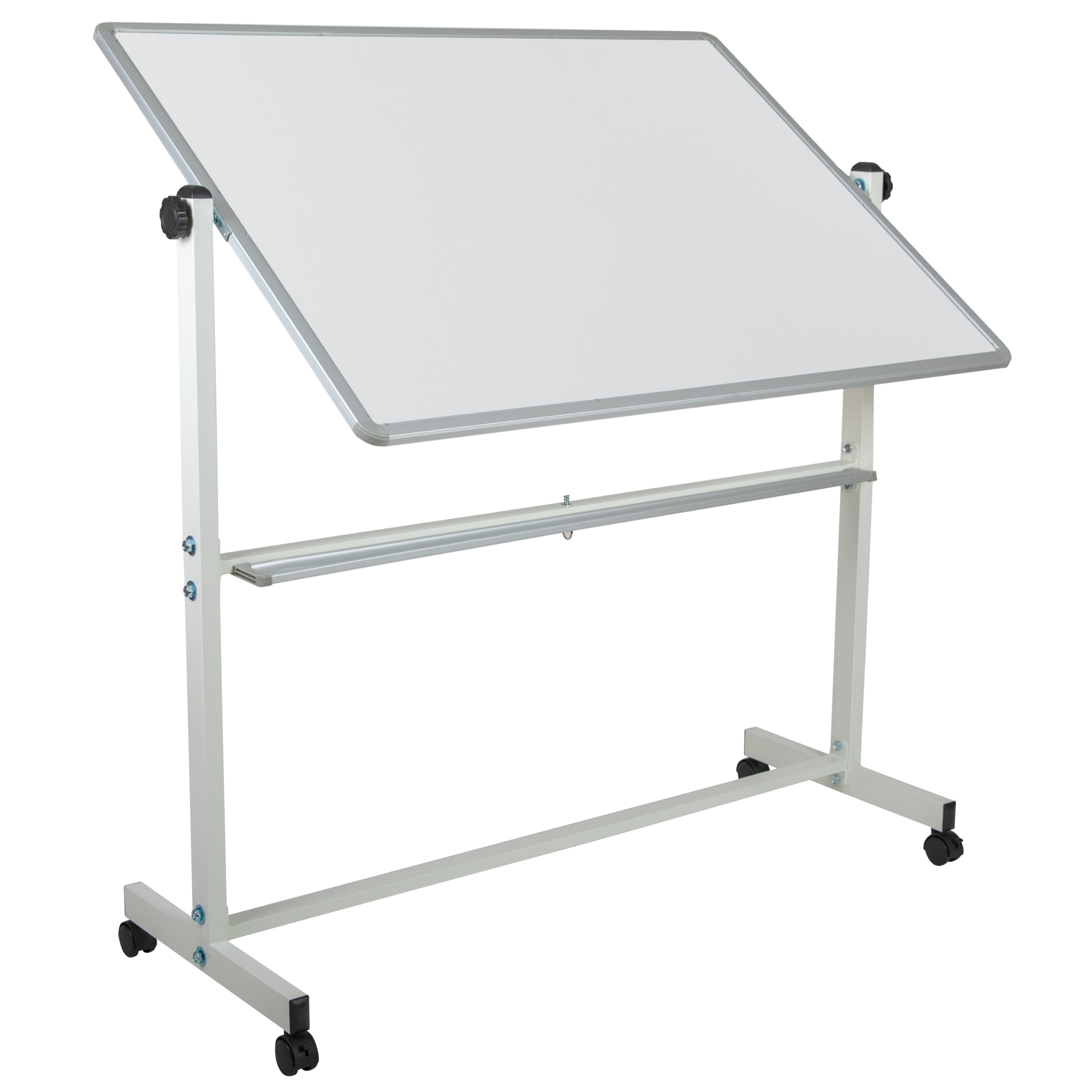 HERCULES Series 53"W x 62.5"H Double-Sided Mobile White Board with Pen Tray