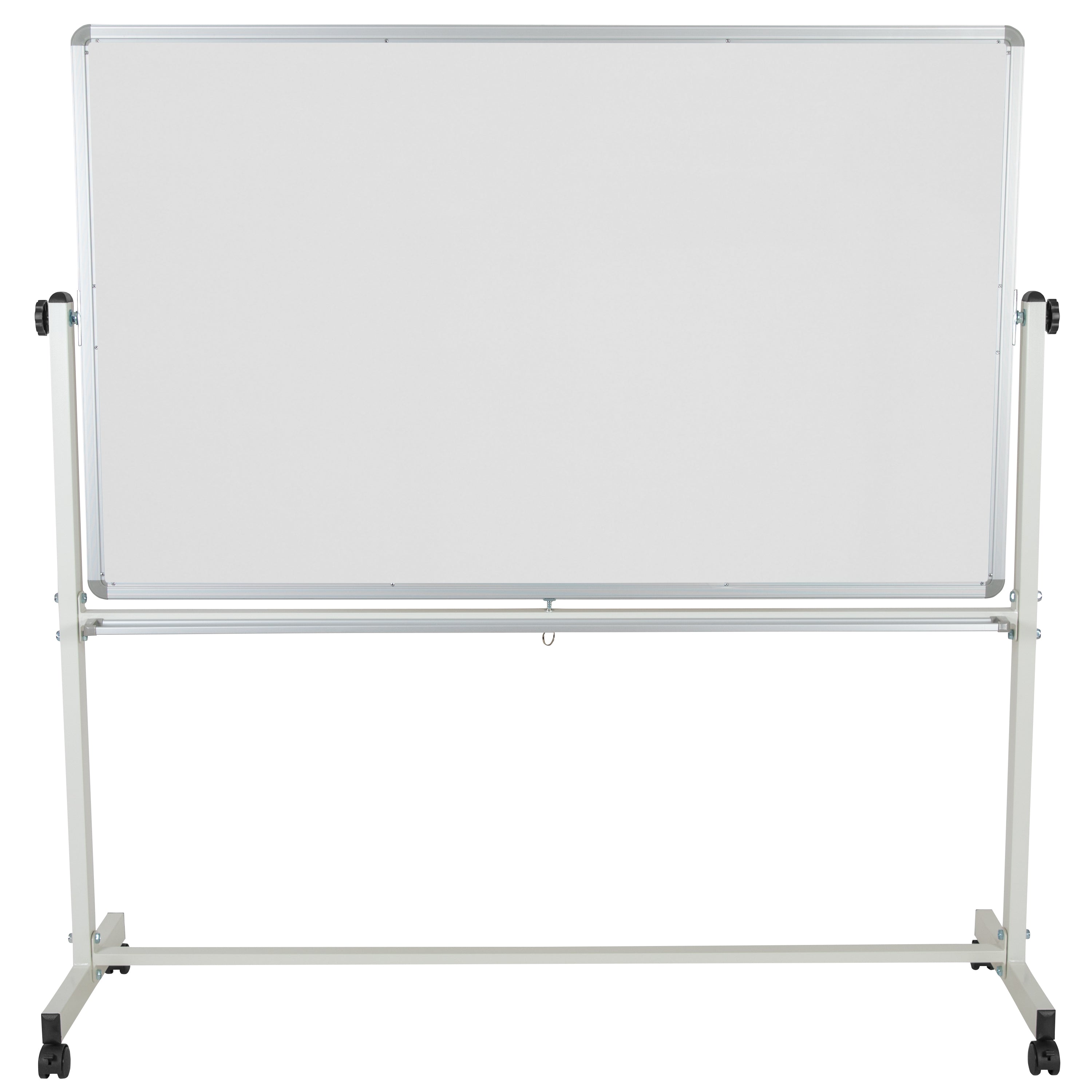 HERCULES Series 64.25"W x 64.75"H Double-Sided Mobile White Board with Pen Tray