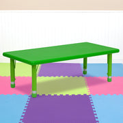 Wren 24''W x 48''L Rectangular Green Plastic Height Adjustable Activity Table