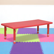 Wren 24''W x 48''L Rectangular Red Plastic Height Adjustable Activity Table