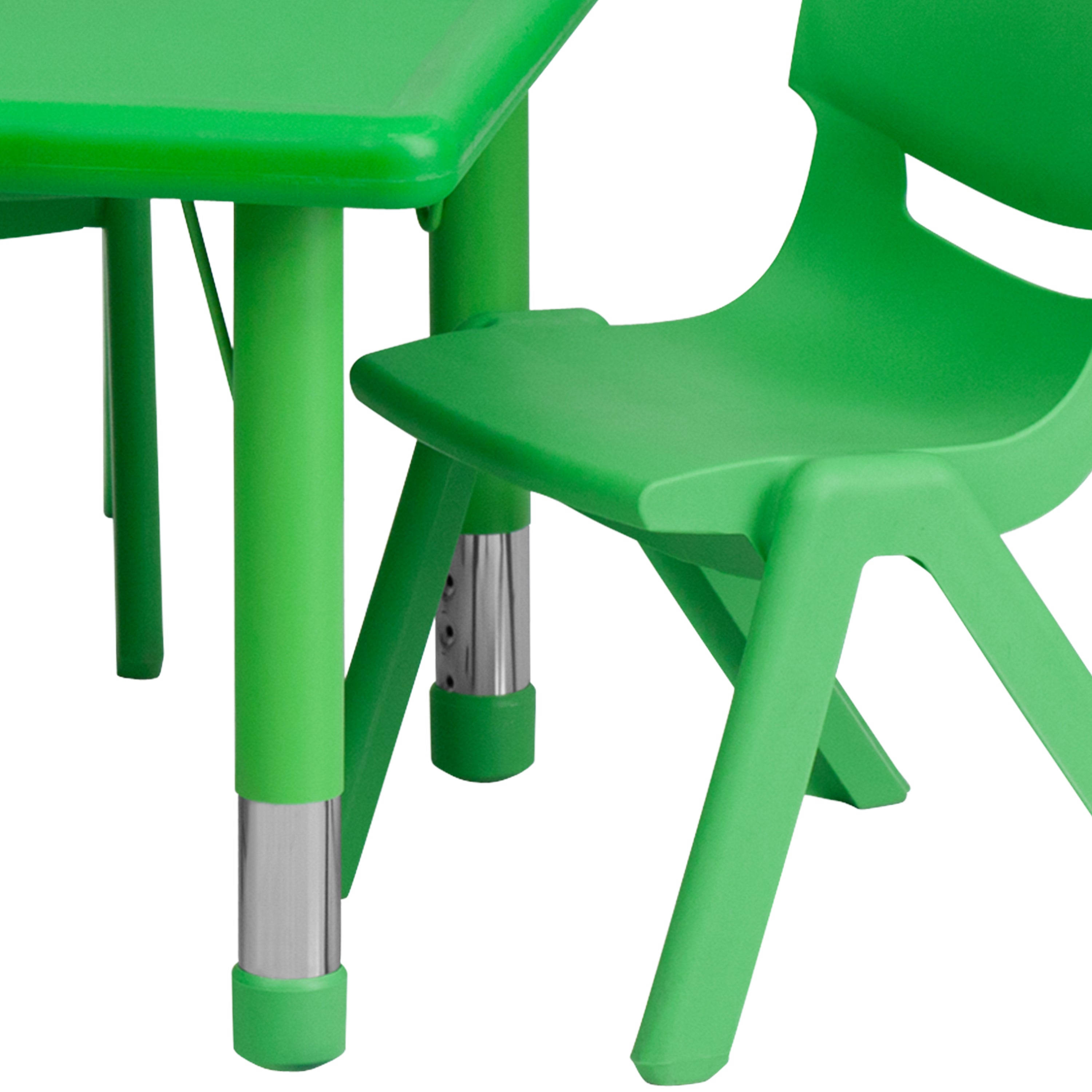 Emmy 24''W x 48''L Rectangular Green Plastic Height Adjustable Activity Table Set with 4 Chairs
