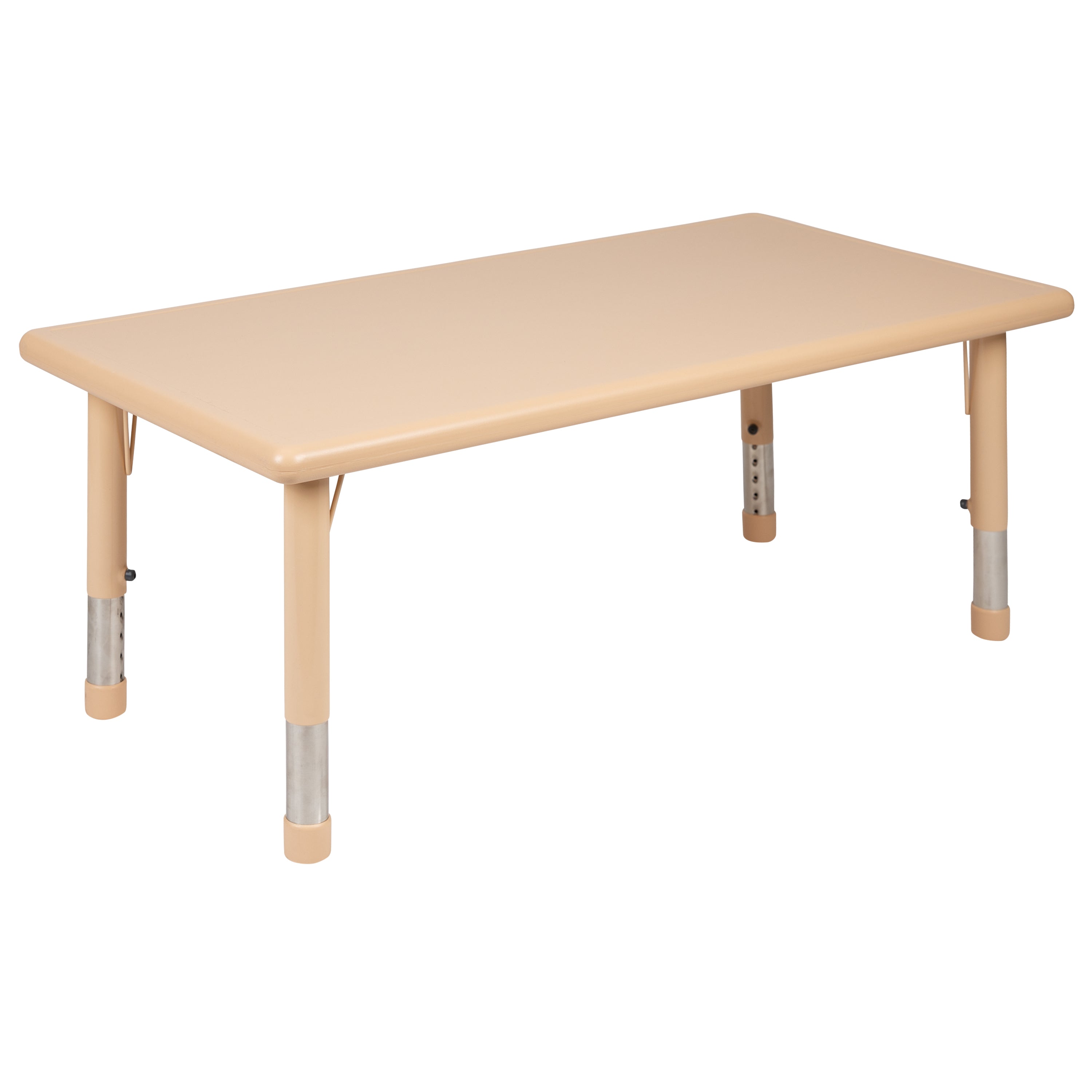 Emmy 24"W x 48"L Rectangular Natural Plastic Height Adjustable Activity Table Set with 4 Chairs