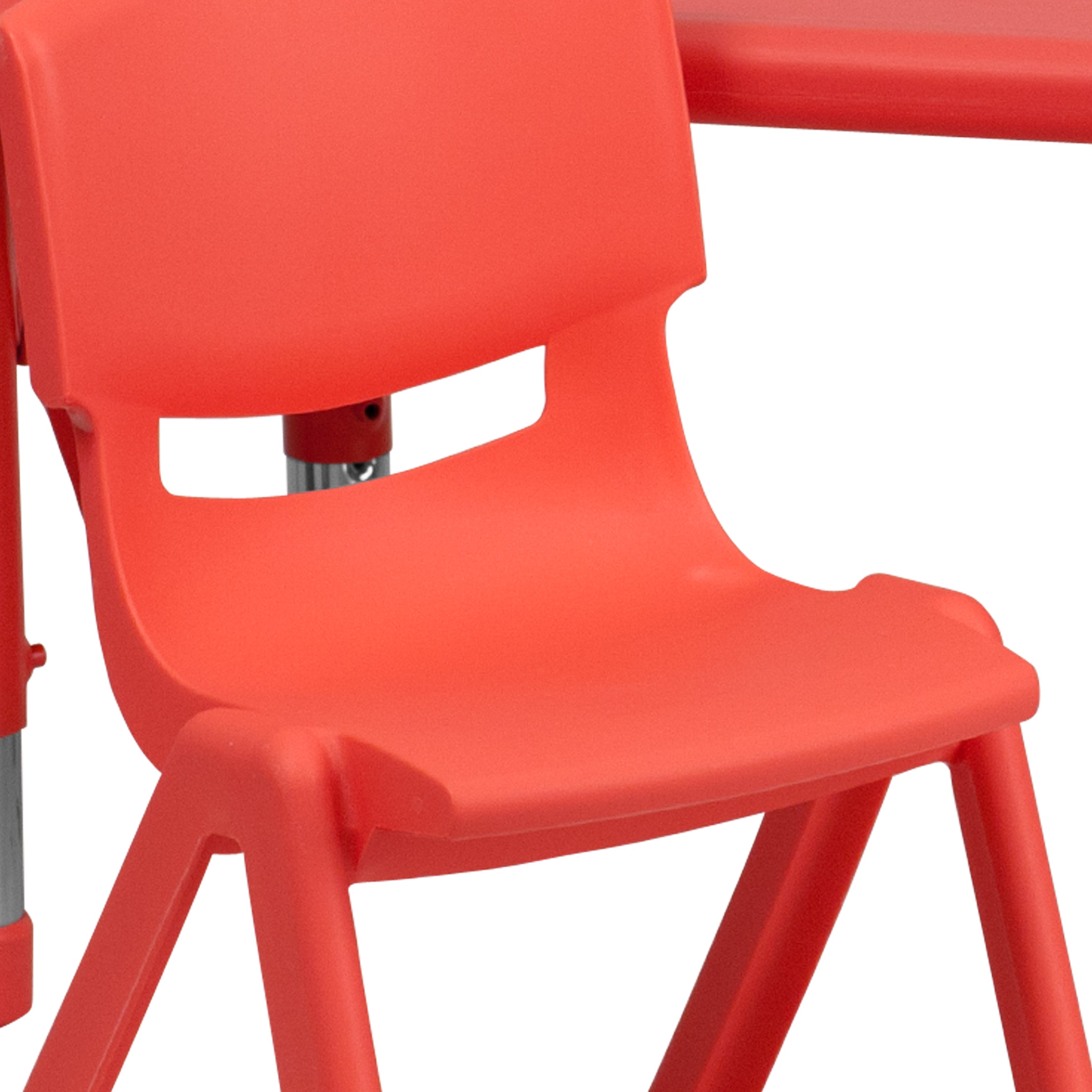 Emmy 24''W x 48''L Rectangular Red Plastic Height Adjustable Activity Table Set with 4 Chairs