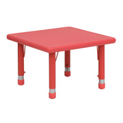 Wren 24'' Square Red Plastic Height Adjustable Activity Table